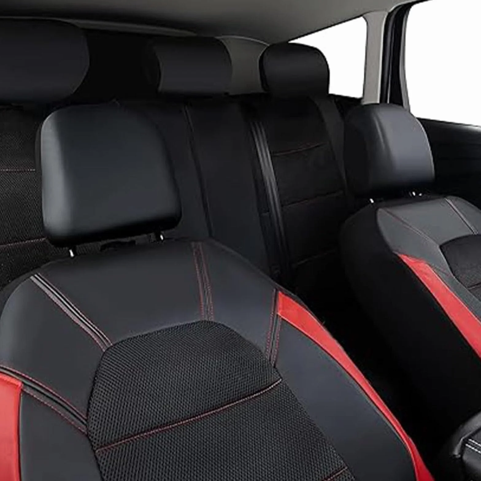 Pokrowiec na fotel samochodowy do Hyundai Bayon/Bayon Hybrid Crossover SUV 2021-2026, przednie tylne siedzenie pokrowiec oddychający wnętrze akcesorium, C/czarna czerwona