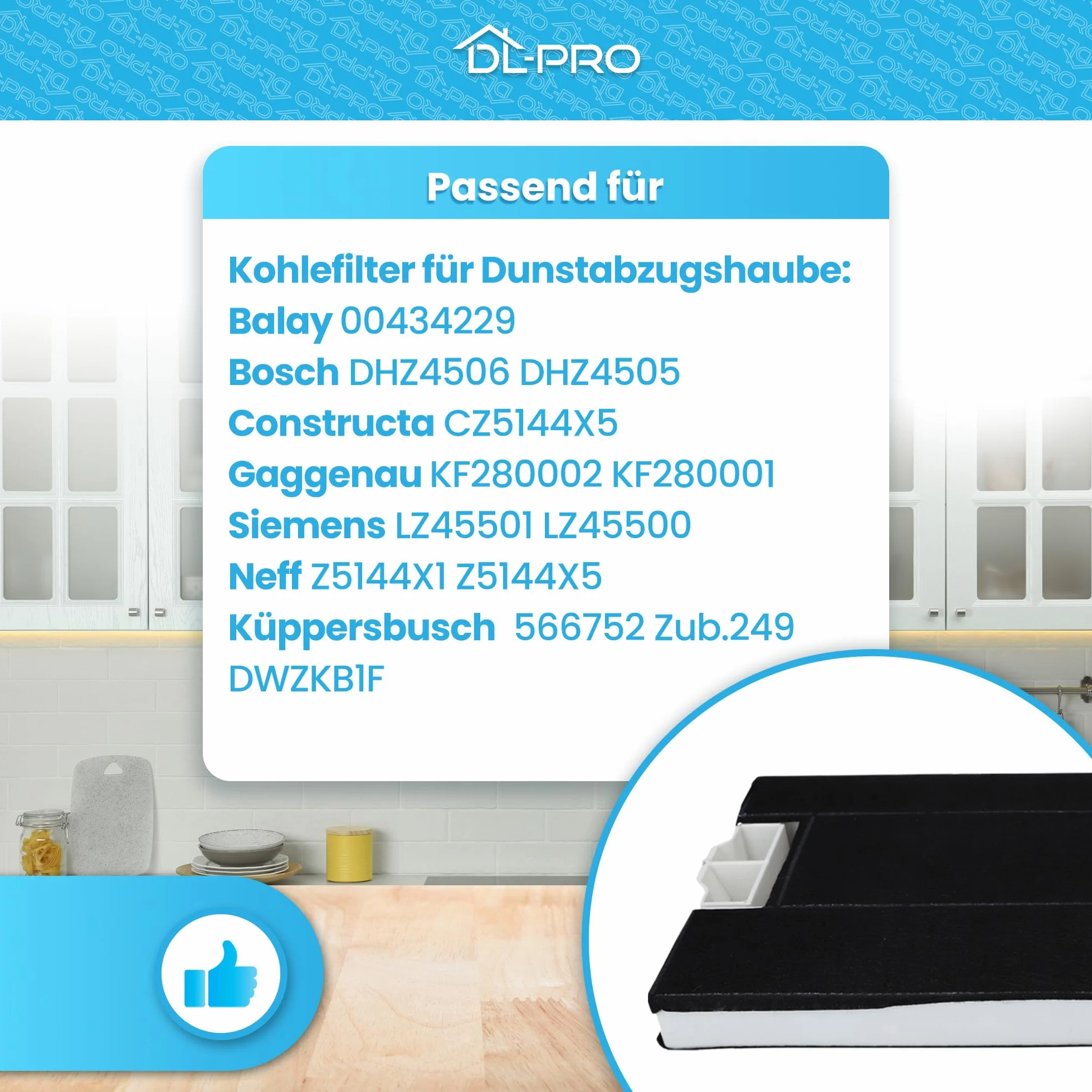 2 x filtr z węglem aktywnym DL-pro 487 x 230 mm do Bosch Siemens Neff Balay 460367 00460367 DHZ3300 LZ33000 Z5146X0 filtr do okapu kuchennego