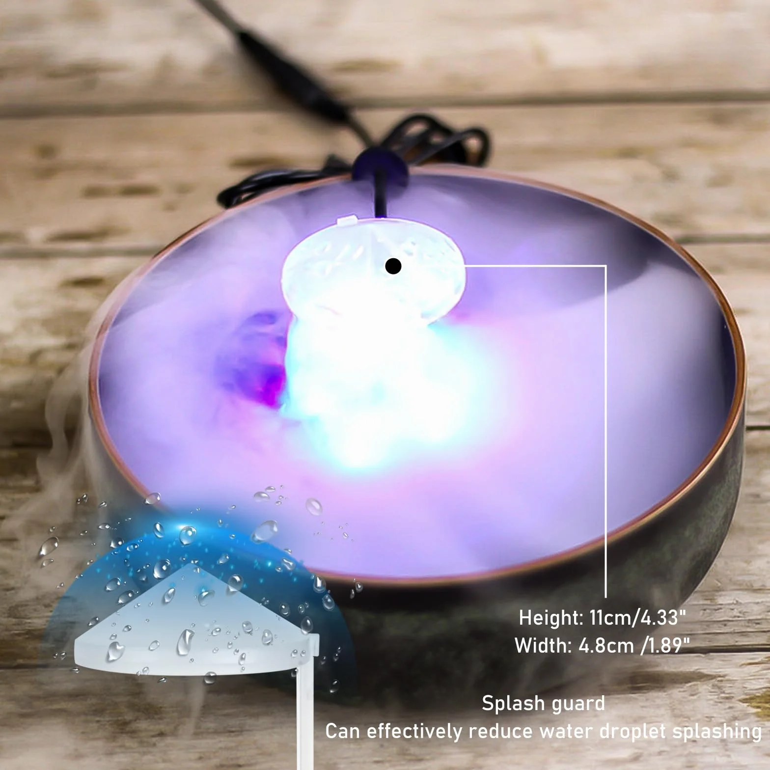 Fogger Mist Maker opryskiwacz na Halloween, czajnik czarownicy, ultradźwiękowy nebulizator, maszyna do mgły, mini fontanna przeciwmgielna, dekoracja na Halloween, do użytku na zewnątrz