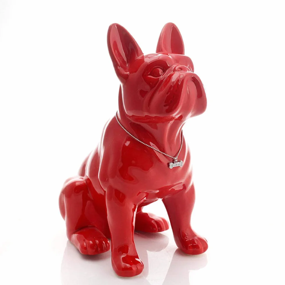 Ceramiczny buldog francuski statua psa akcesoria do dekoracji domu przedmioty rzemieślnicze Ornament porcelana figurka zwierzątko salon, A
