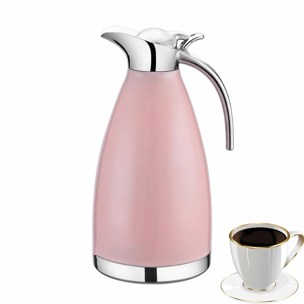 2,0 litra / 70 oz, podwójna warstwa, termos ze stali nierdzewnej, termos do kawy, izolacja próżniowa, termos, dzbanek do kawy, 100% szczelności, do stosowania w trybie gorącym i zimnym (kolor różowy)
