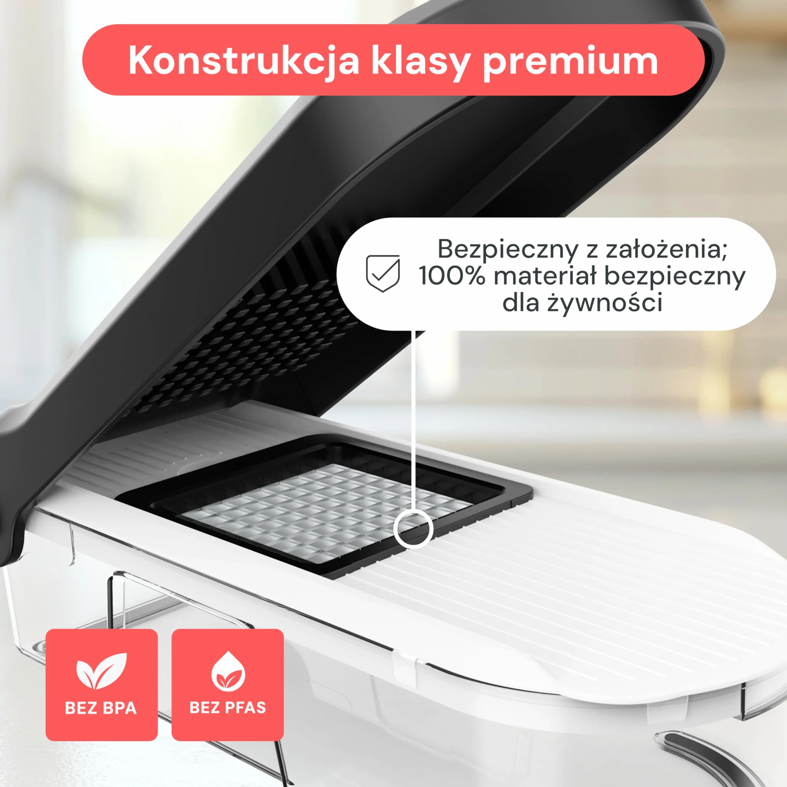 Rozdrabniacz i Mandolina do Warzyw - Krajalnica do Warzyw - Siekacz i Kostka do Cebuli Ziemniaków Sałatka - Narzędzia i Gadżety Kuchenne (Kompaktowa 6-w-1 Biała)
