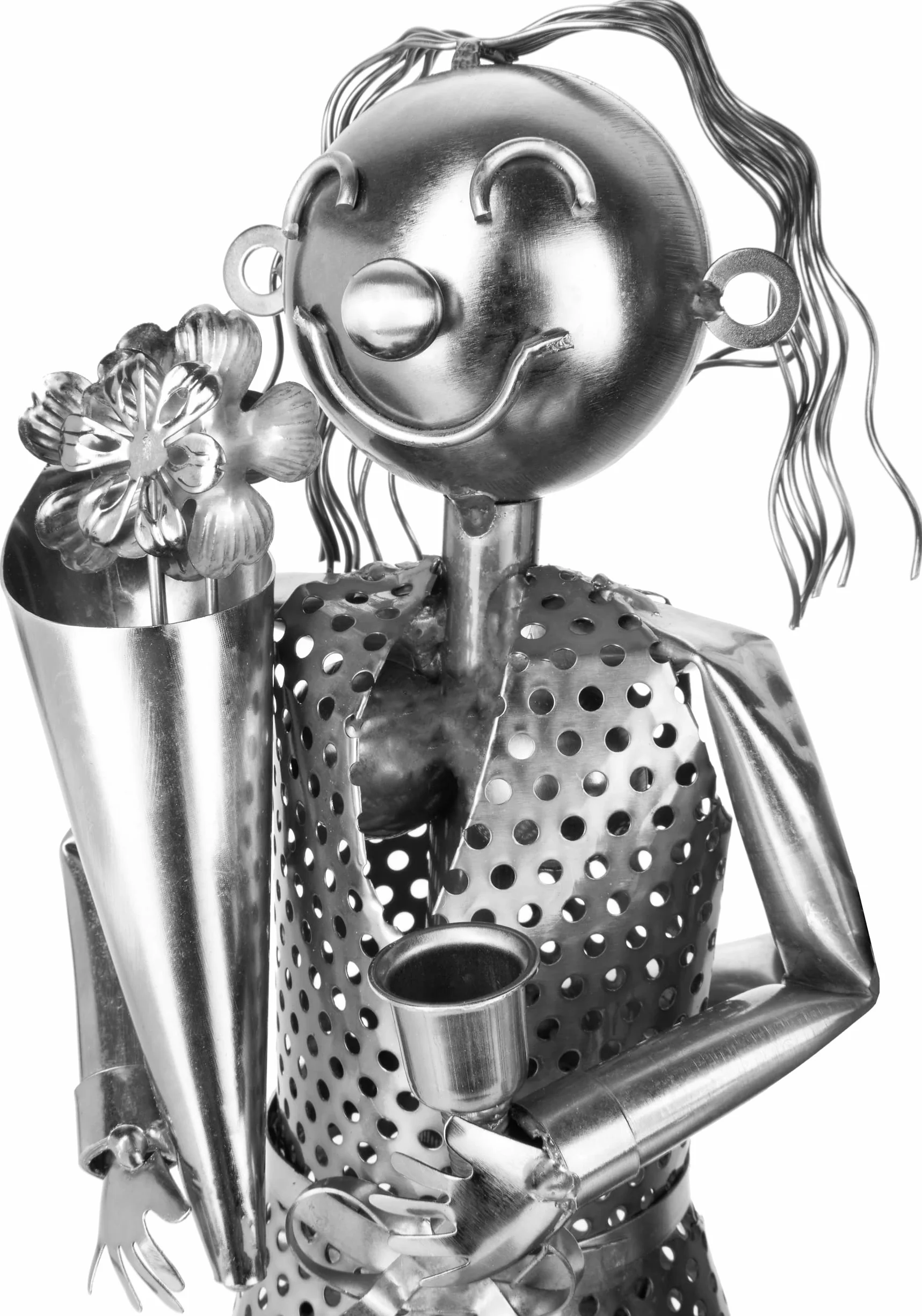 BRUBAKER Metalowy uchwyt na butelkę wina, srebrny, uchwyt na blat