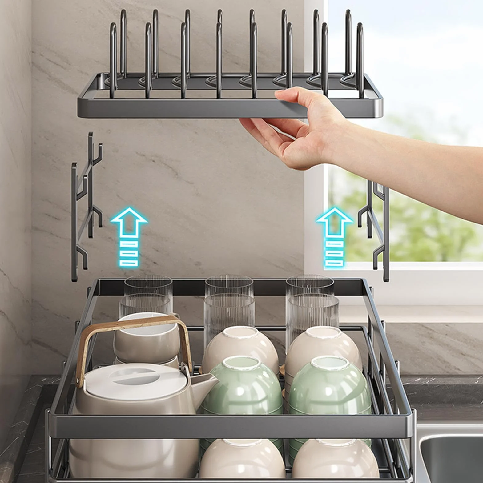 Suszarka na naczynia Na Pokrywki Garnków Rdzoodporny | Pojemny Organizer Na Naczynia Kuchnia, Dom, Szafki, , Mieszkanie, Blat Kuchenny I Narożnik, Kemping, Piknik,
