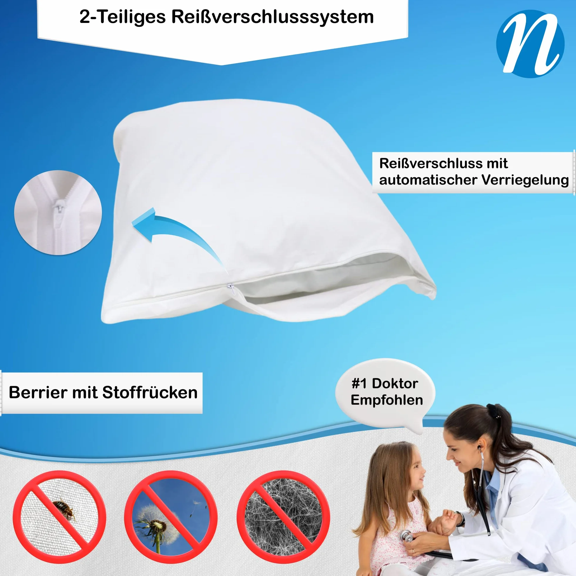 Poduszka ochraniacz 40x40 bawełna odporna na roztocza i pluskwy