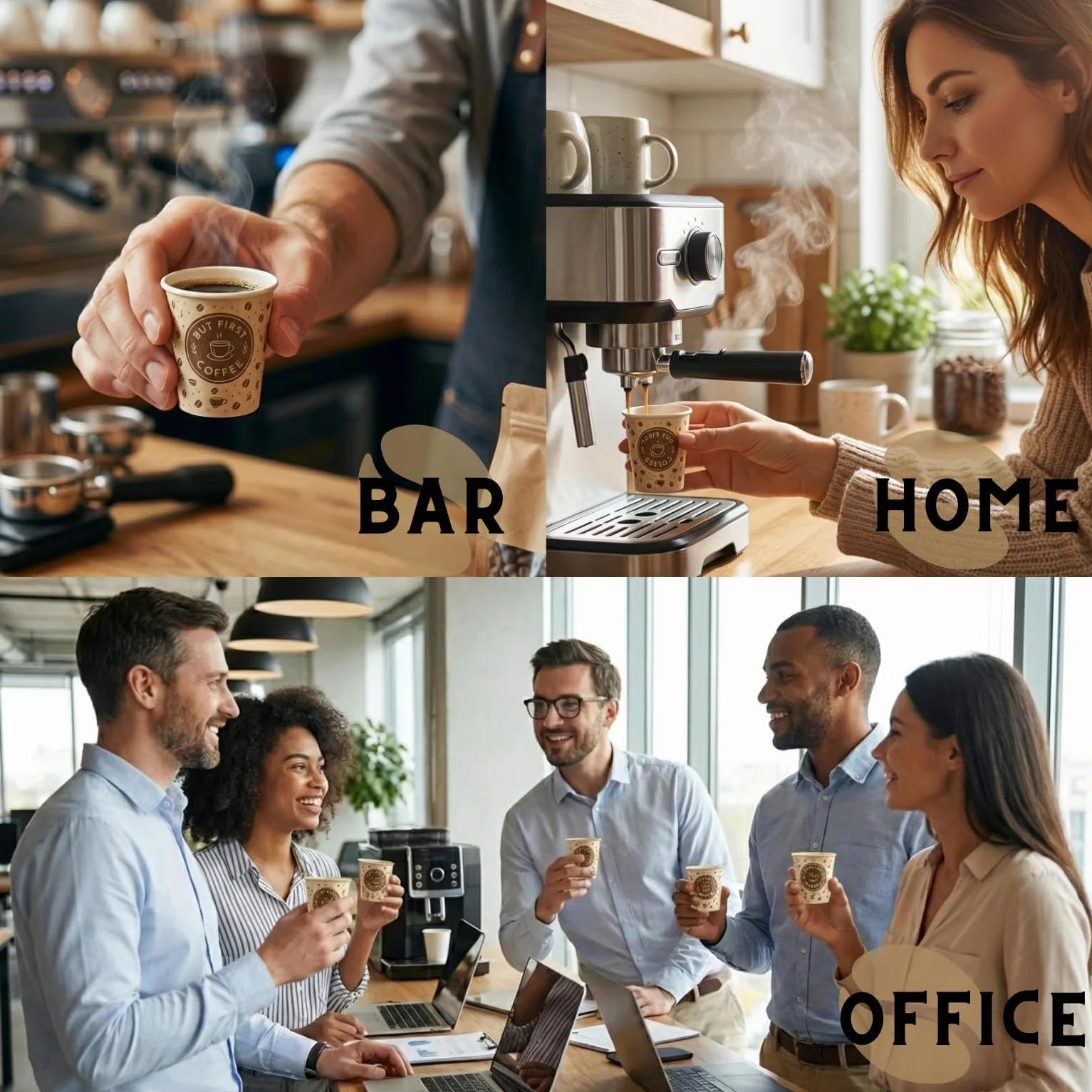 Papierowe kubki do kawy | Jednorazowe trwałe i nadające się do recyklingu małe napoje kawowe espresso Macchiato idealne do baru herbacianego, biura, cateringu, na imprezy (60 ml/2,5 uncji))