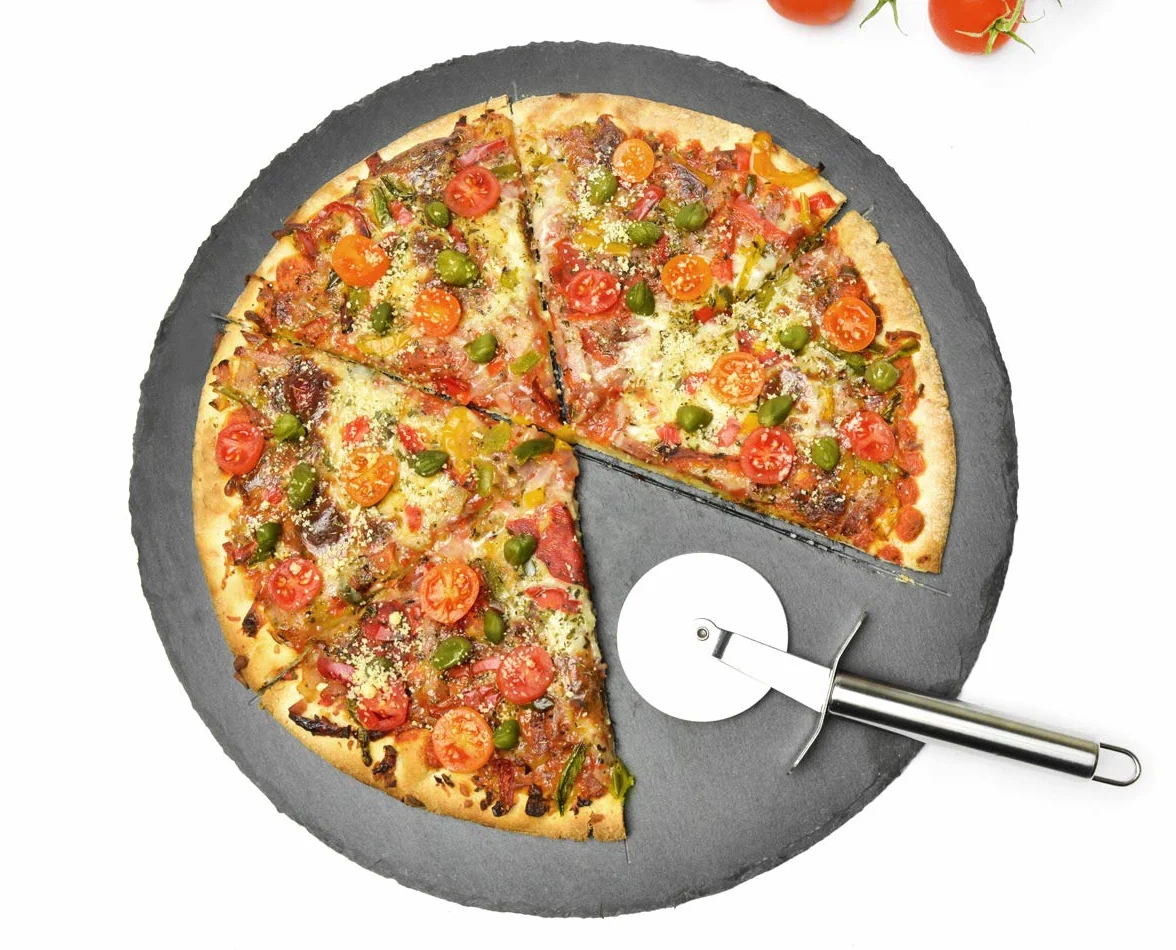 Sendez Zestaw talerzy do pizzy ø36 cm z łupka z nożem do pizzy deska do krojenia pizzy deska do pizzy