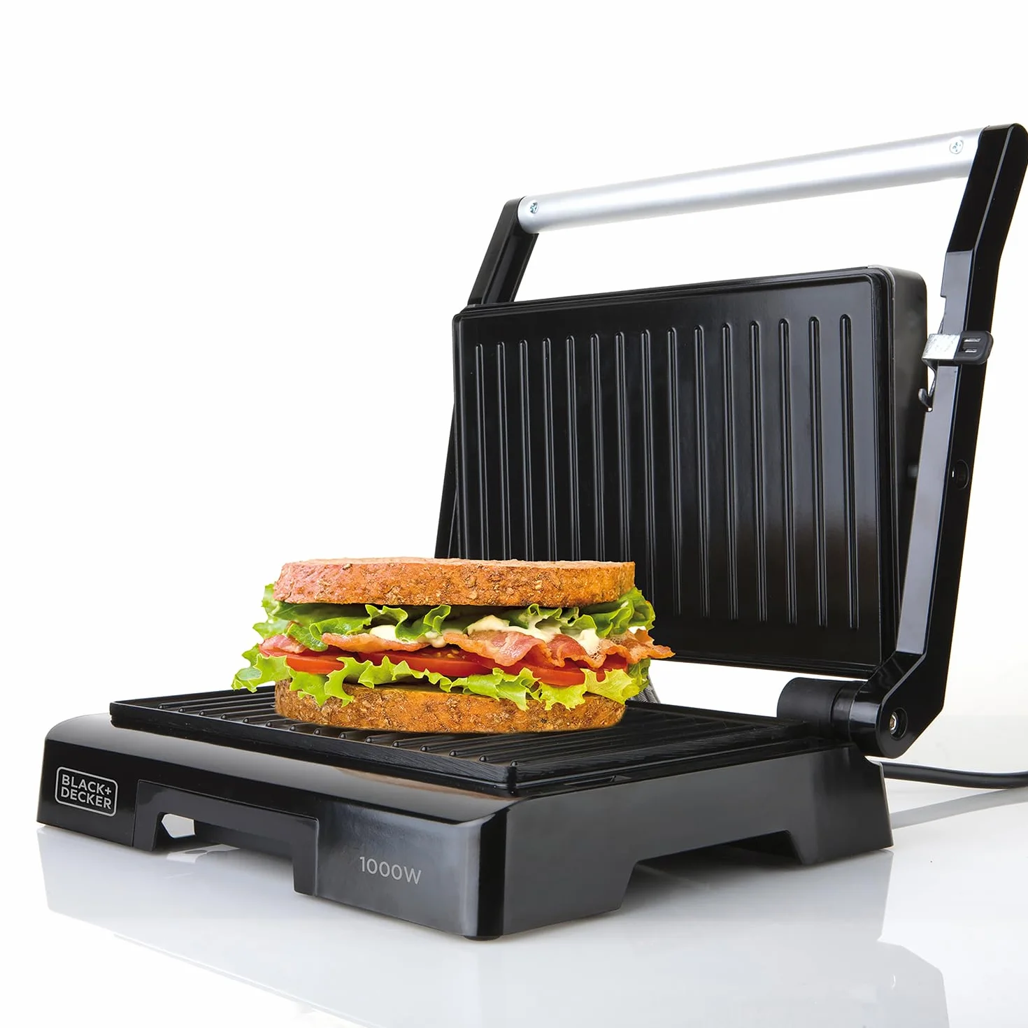 BLACK+DECKER BXGR1000E grill kontaktowy, 1000 W, tworzywo sztuczne, czarny