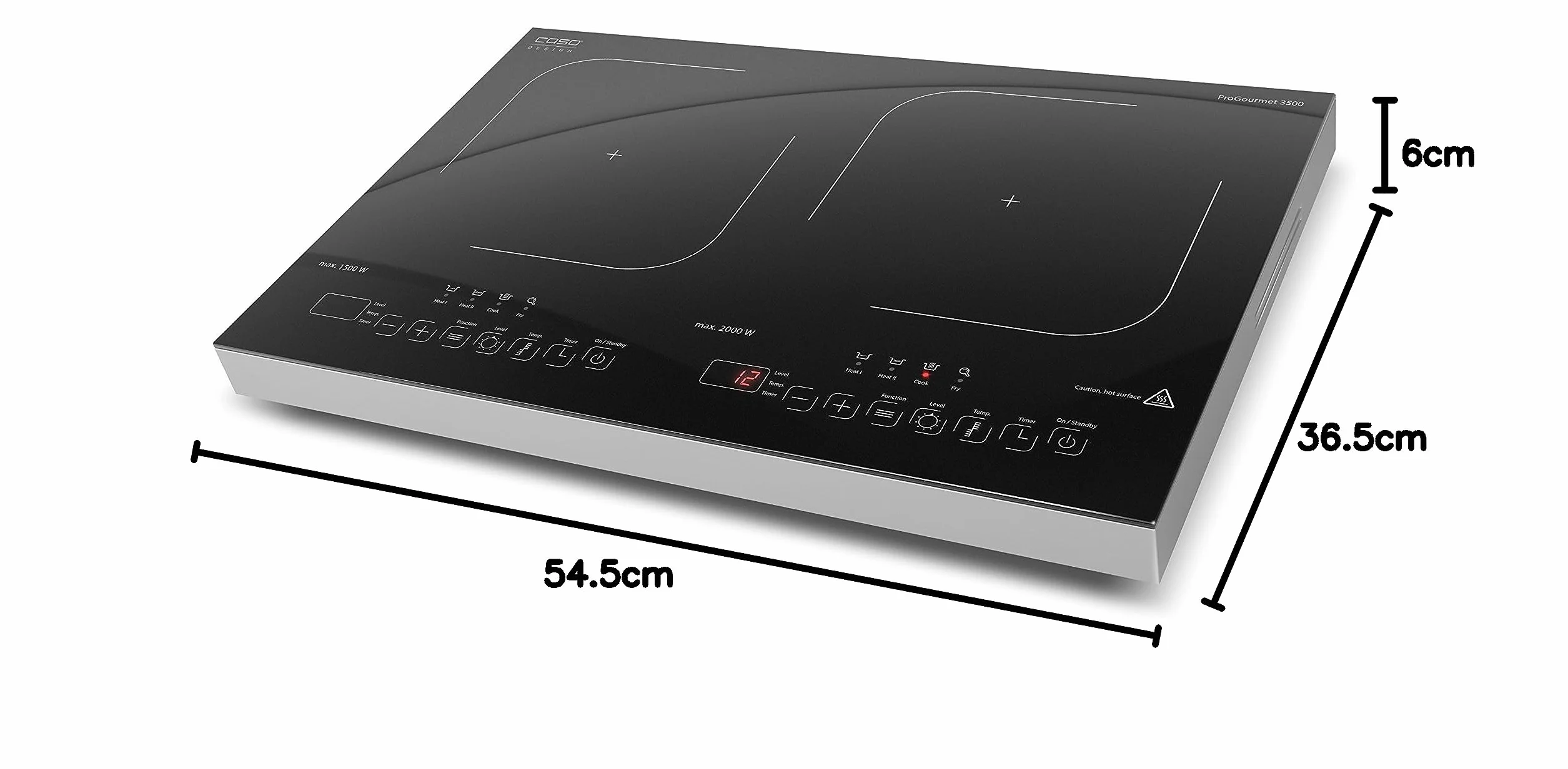 CASO ProGourmet 3500 Podwójna mobilna płyta indukcyjna, 3500 W Powersharing, 60-240°C, 4 funkcje, timer 180 min, garnki do 24 cm, witroceramiczne