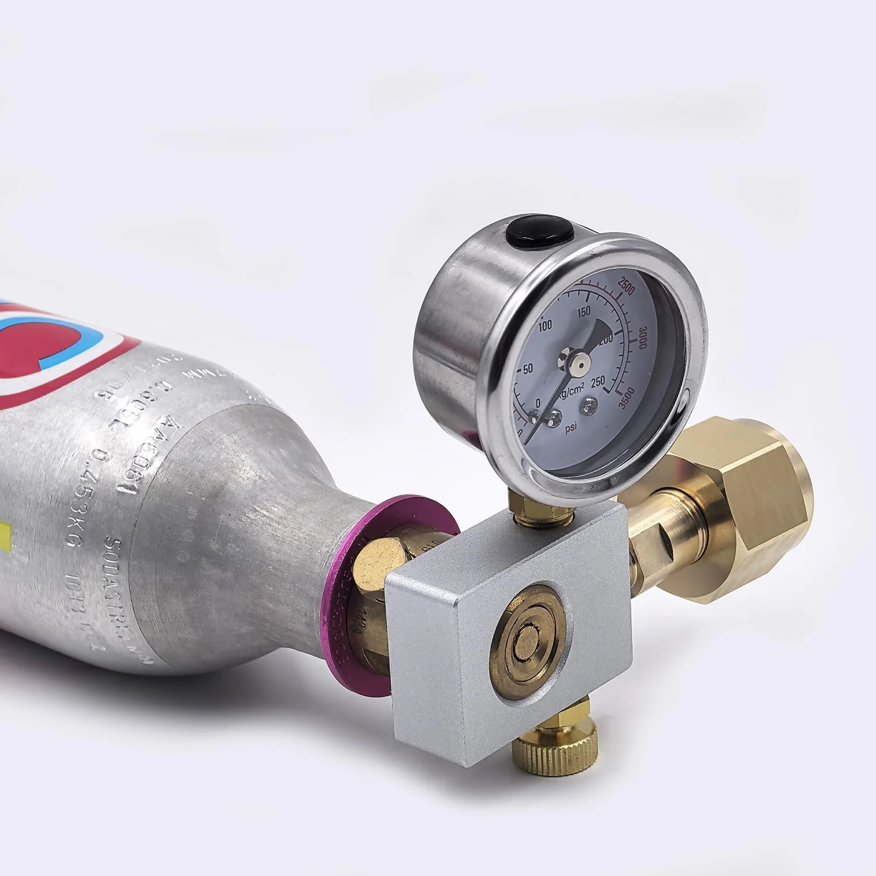 DRYHTEN Adapter do napełniania dwutlenku węgla z miernikiem dla Sodastream DUO Terra Art Gaia Różowy cylinder butelka Quick Connect