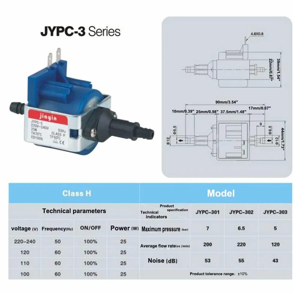 通用 JIAYIN JYPC-3 25 W AC220 V - 240 V typ tłoczka pompa elektromagnetyczna pompa do żelazka parowego