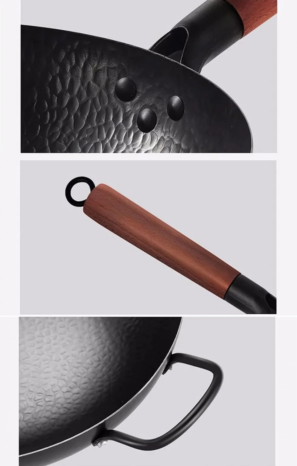 Wok żeliwny, Z Głębokim Dnem Z Powłoką Nieprzywierającą, Odpowiedni Do Kuchenek Indukcyjnych, Z Pokrywką I Koszykiem Do Gotowania Na Parze (34cm)