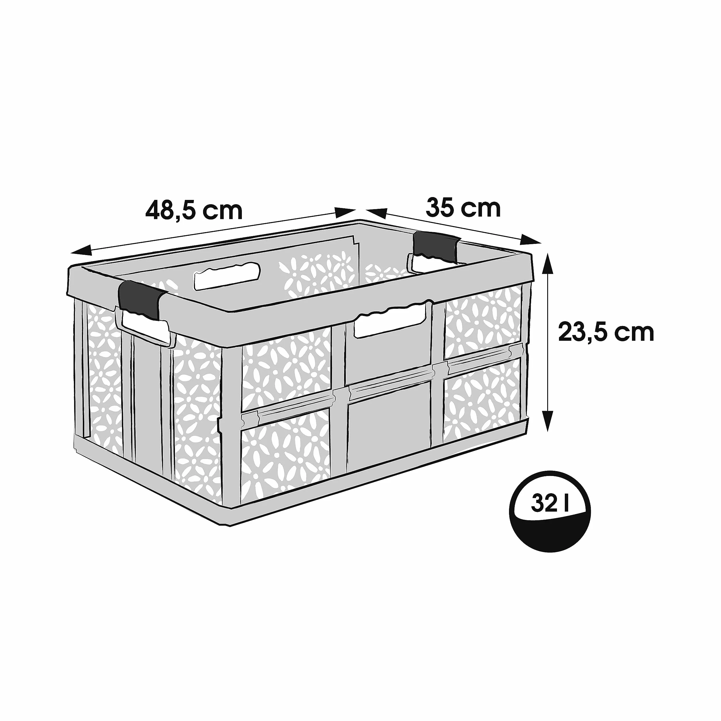 Keepper Stabilny składany kosz z miękkimi uchwytami 48x34,5x23,5 cm 32 l Lea Nordic Blue