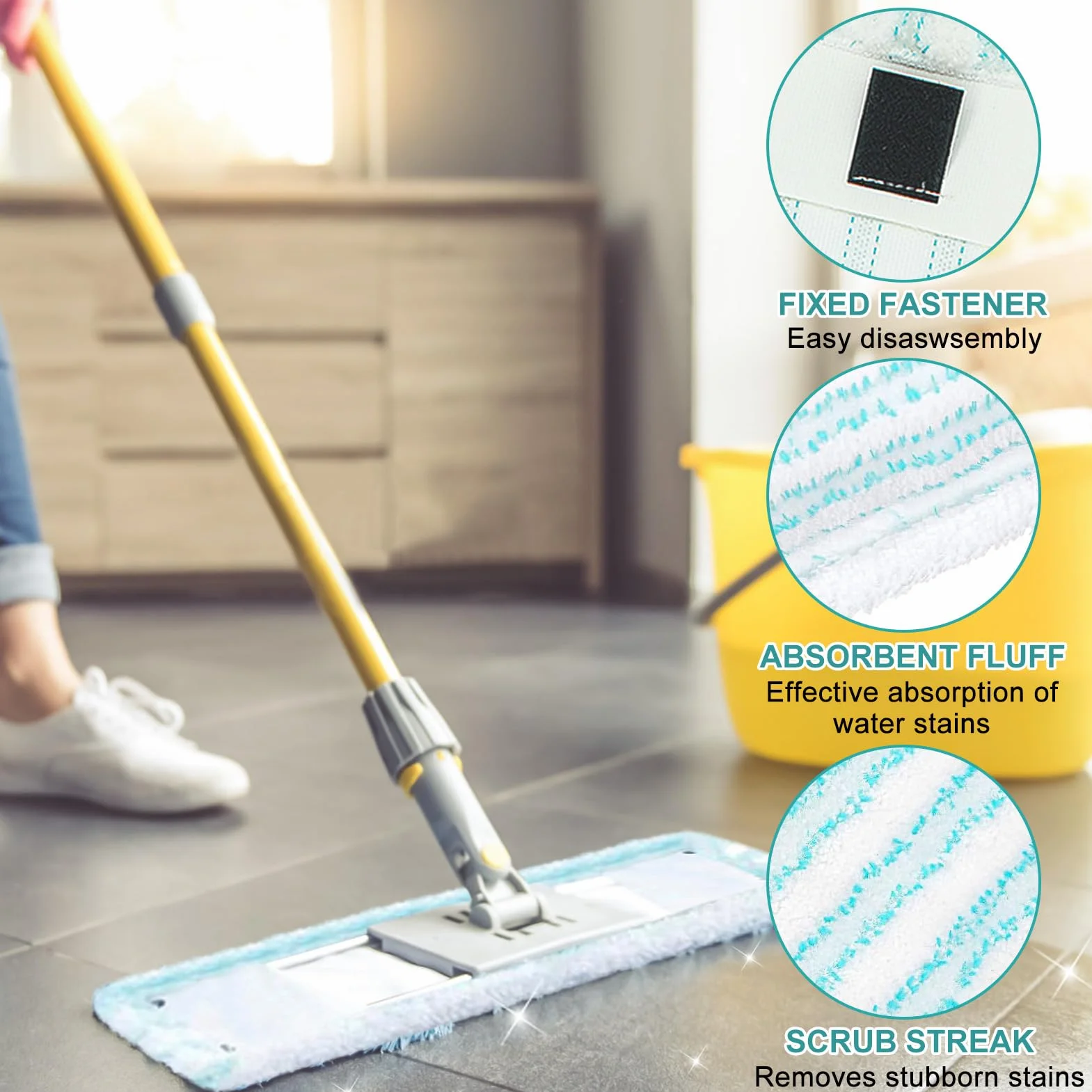 Nakładki na mop, wymienny zestaw nakładek z mikrofibry do mopa podłogowego Leifheit Clean Twist M Ergo Micro Duo - akcesoria zamienne (2 sztuki)