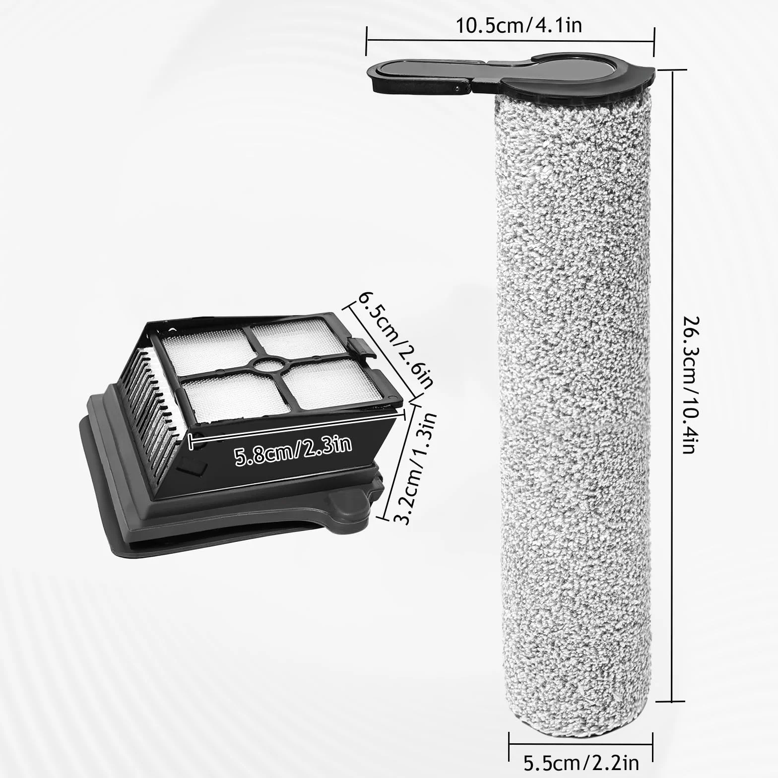 Części zamienne szczotka wałkowa do Tineco Floor One S7 Steam, akcesoria do odkurzacza na mokro i sucho, 2 rolki szczotki + 2 filtry zapasowe + 1 szczotka do czyszczenia