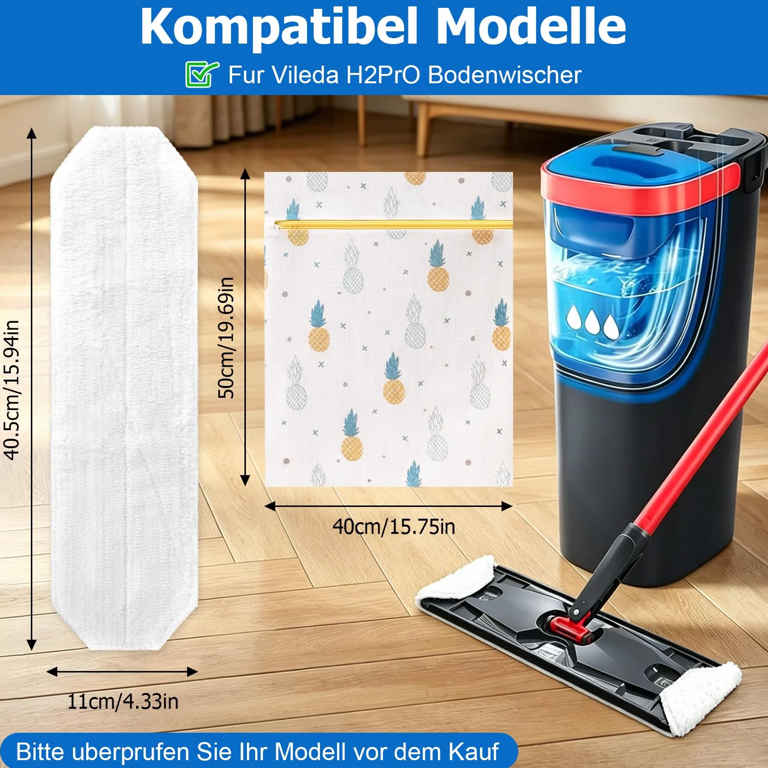 Pokrowce zamienne z mikrofibry do Vileda H2Pro i O-Cedar, 6 sztuk, uniwersalne do twardych podłóg