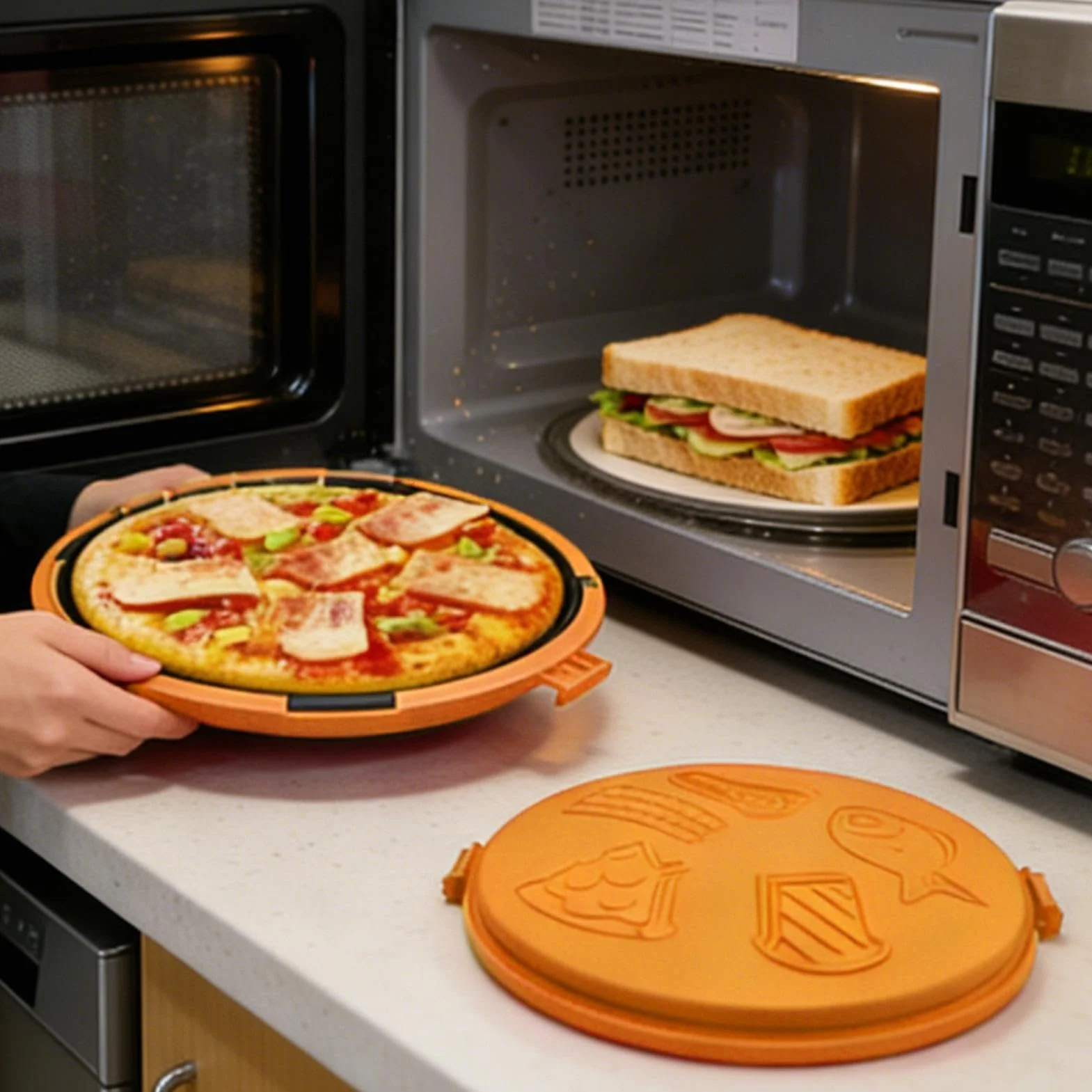 Płyta do mikrofalowego Szybko Nagrzewająca się Tacka do Pizzy | Toster mikrofalowy Do kuchni, akademika, piekarnika – idealna do pizzy, naleśników i