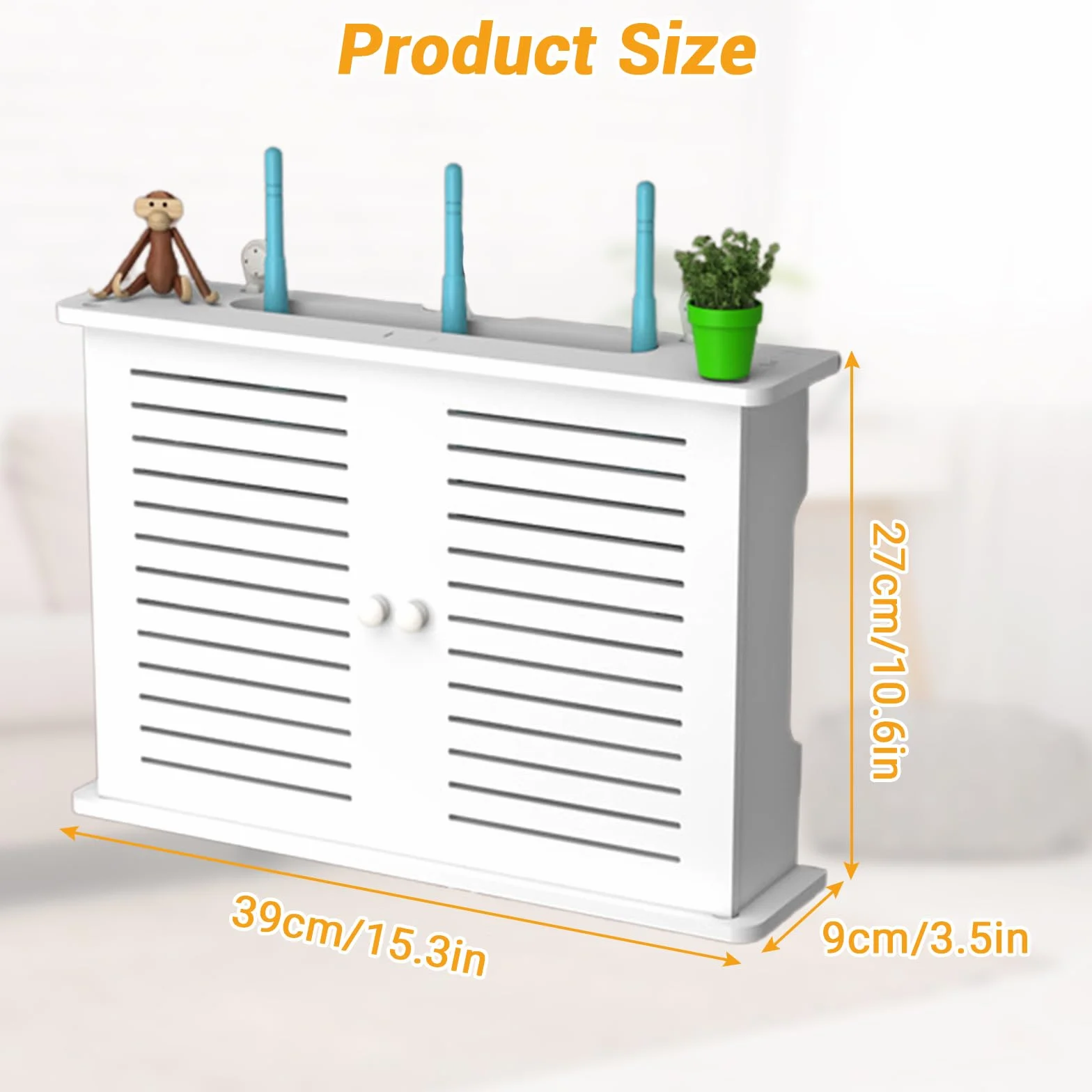 GAESHOW Router pudełko do przechowywania, ścienny router WLAN, schowek na kabel TV, regał montowany na ścianie, biały (B)