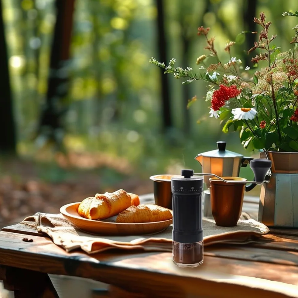 ręczny młynek do kawy, ręczna młynek do kawy w kolorze czarnym, ręczny młynek do kawy z ceramicznym mechanizmem mielącym, 40-stopniowa regulacja, do Aeropress, Espresso, Pour Over, French