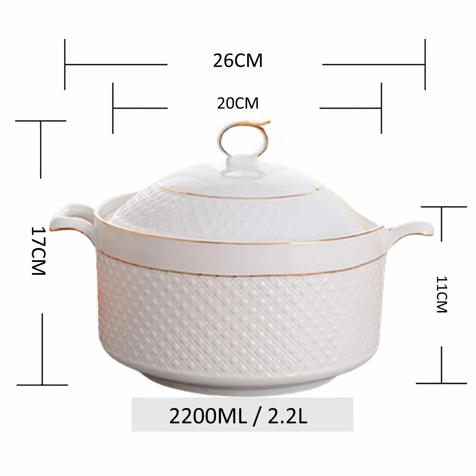 Waza do zupy z podwójnym uchwytem miska do serwowania z pokrywką i łyżką, porcelana kostna, elegancki złoty design, idealna do zastawy stołowej i jadalni