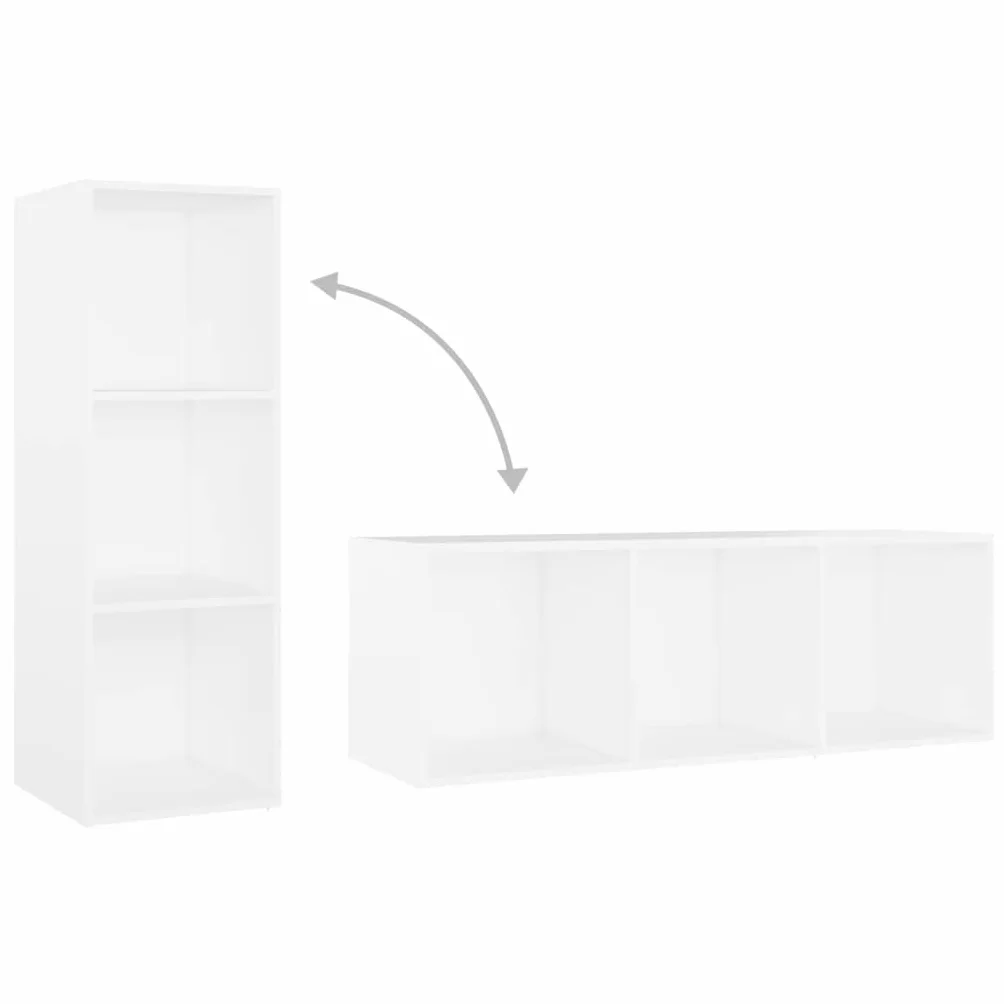 Szafka pod telewizor, zestaw 4 sztuk, biała, 107 x 35 x 37 cm, materiał drewnopochodny, centrum rozrywki do salonu, uniwersalna konsola TV, nowoczesne wzornictwo