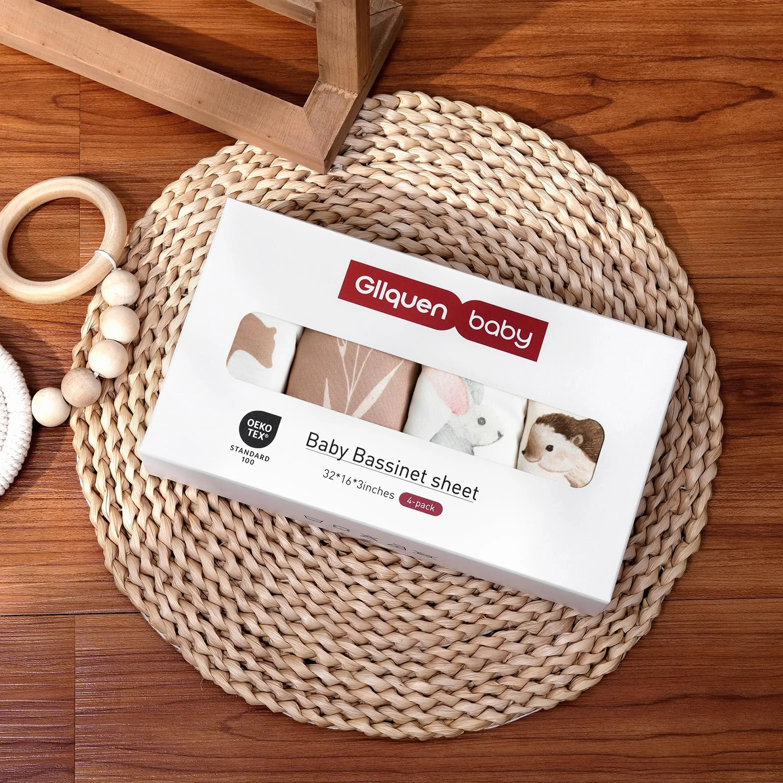4 Sztuki Oeko-tex100 Ochraniacz na Materac Dziecięcy - Pokrowiec na Materac do Wózka i Łóżeczka 81 x 41 cm