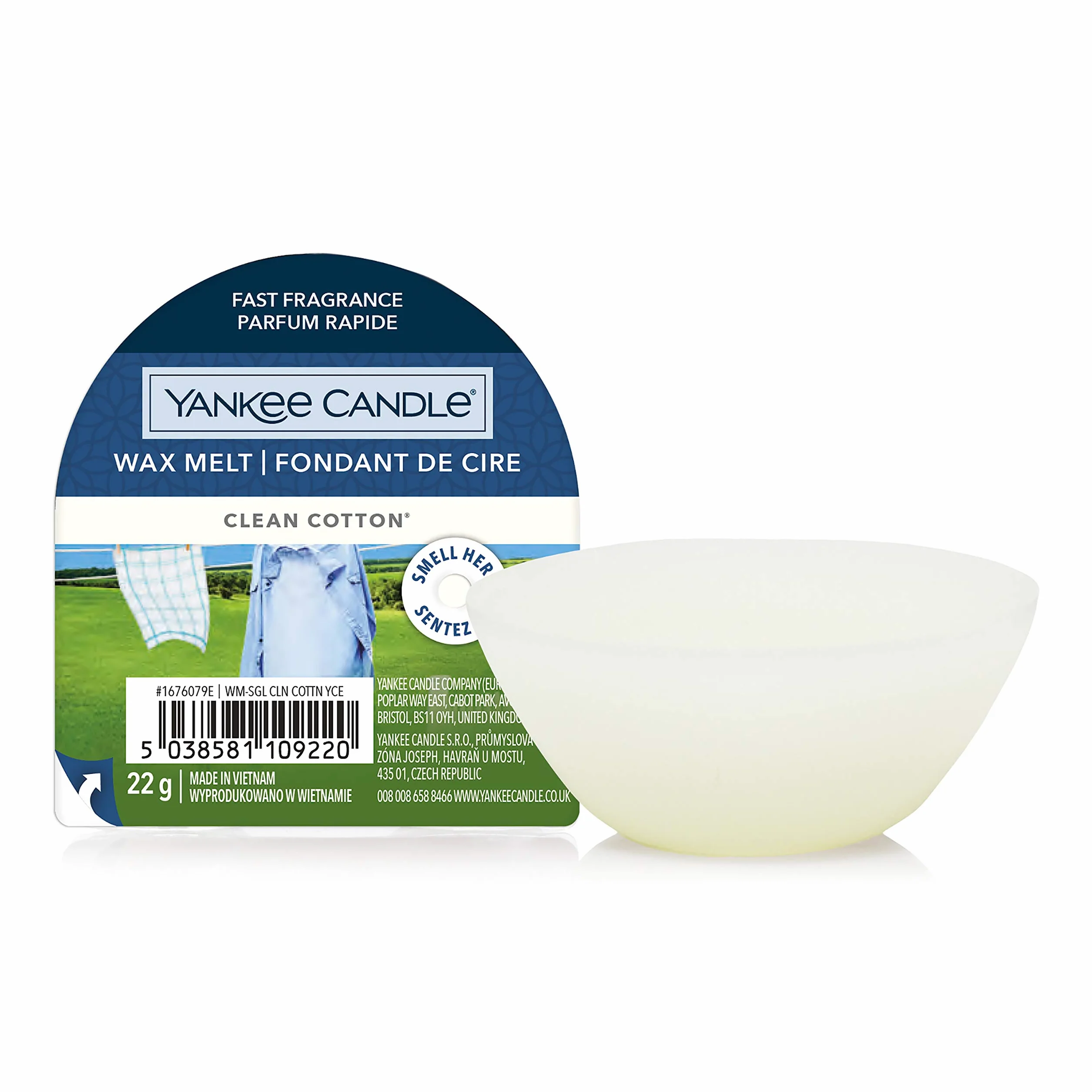 Yankee Candle Wosk Zapachowy do Topienia, Clean Cotton, 22 g