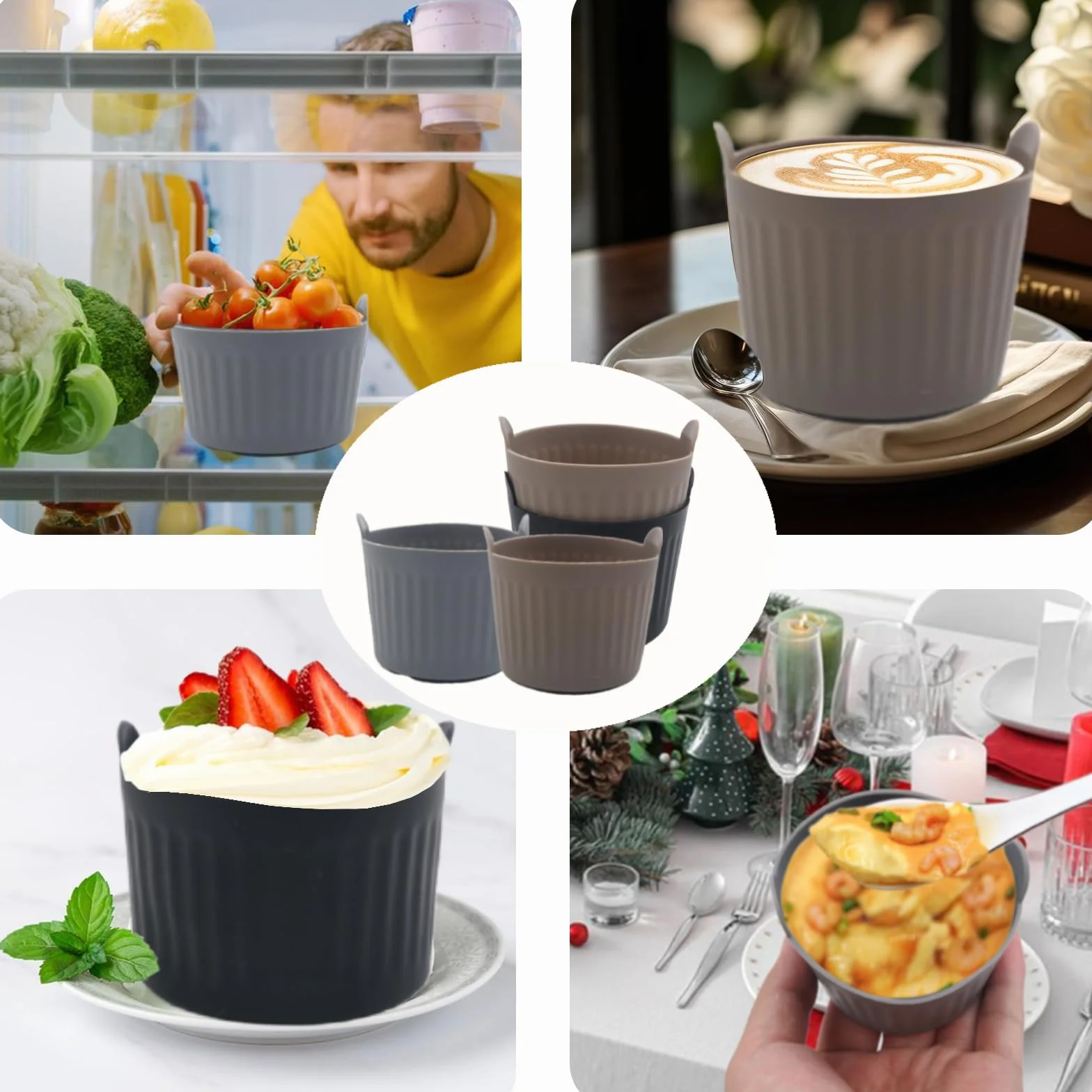 6 sztuk silikonowych form do Airfryer, wielokrotnego użytku akcesoria do Airfryer formy do jajek, wymienne papier do pieczenia akcesoria do urządzenia do smażenia na gorąco do przygotowywania ciast