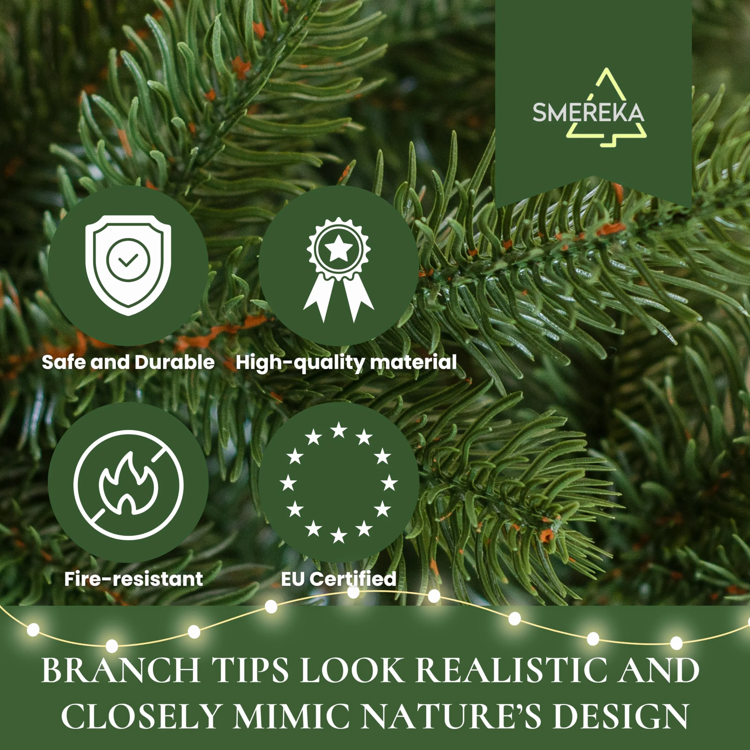 SMEREKA® Choinka Sztuczna 120 cm Jak Żywa [100% Odlew PE, Made in EU] Premium Gęsta Jodła Nordmanna - Naturalnie Wyglądająca Gałązka Christmas tree