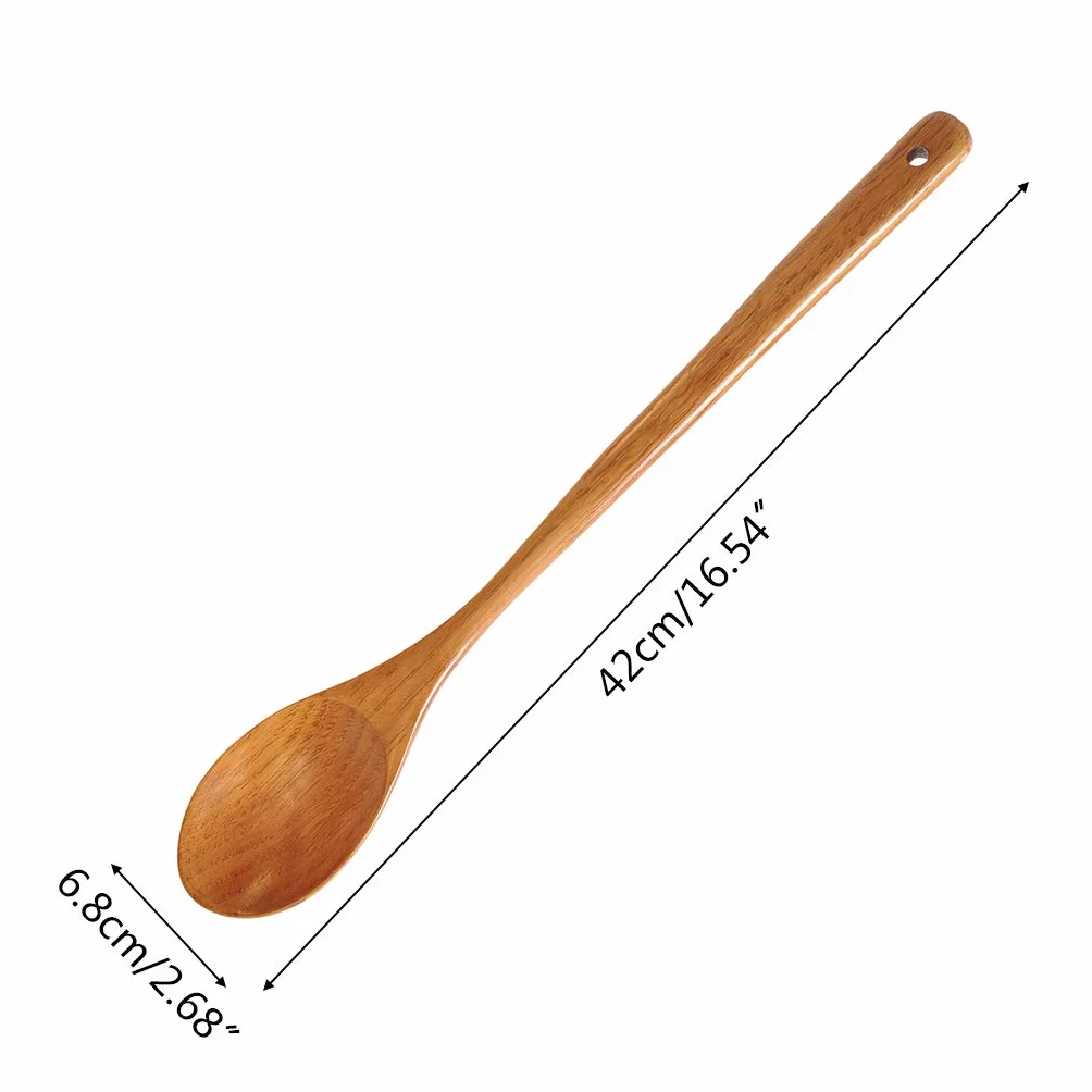 Łyżka z długim uchwytem z japońskim naczyniem kuchennym długa rączka łyżki do zupy lekka, ale mocna starannie drewniana łyżka do spaghetti