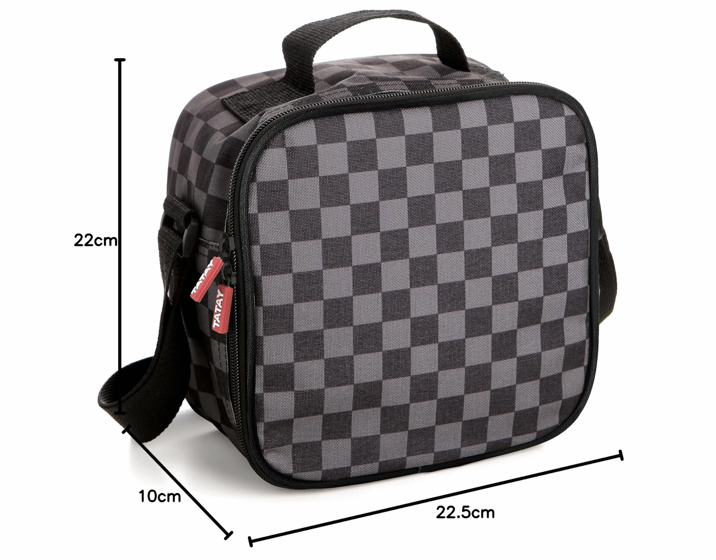 TATAY Torba Termiczna Na Lunch – Urban Food Casual 3 L | 4 Pojemniki: 2×0,5 L + 2×0,2 L | Wodoszczelna | Potrójna Izolacja | Półsztywna Konstrukcja | Kieszeń Wewnętrzna | 22,5×10×22 cm, Kratka