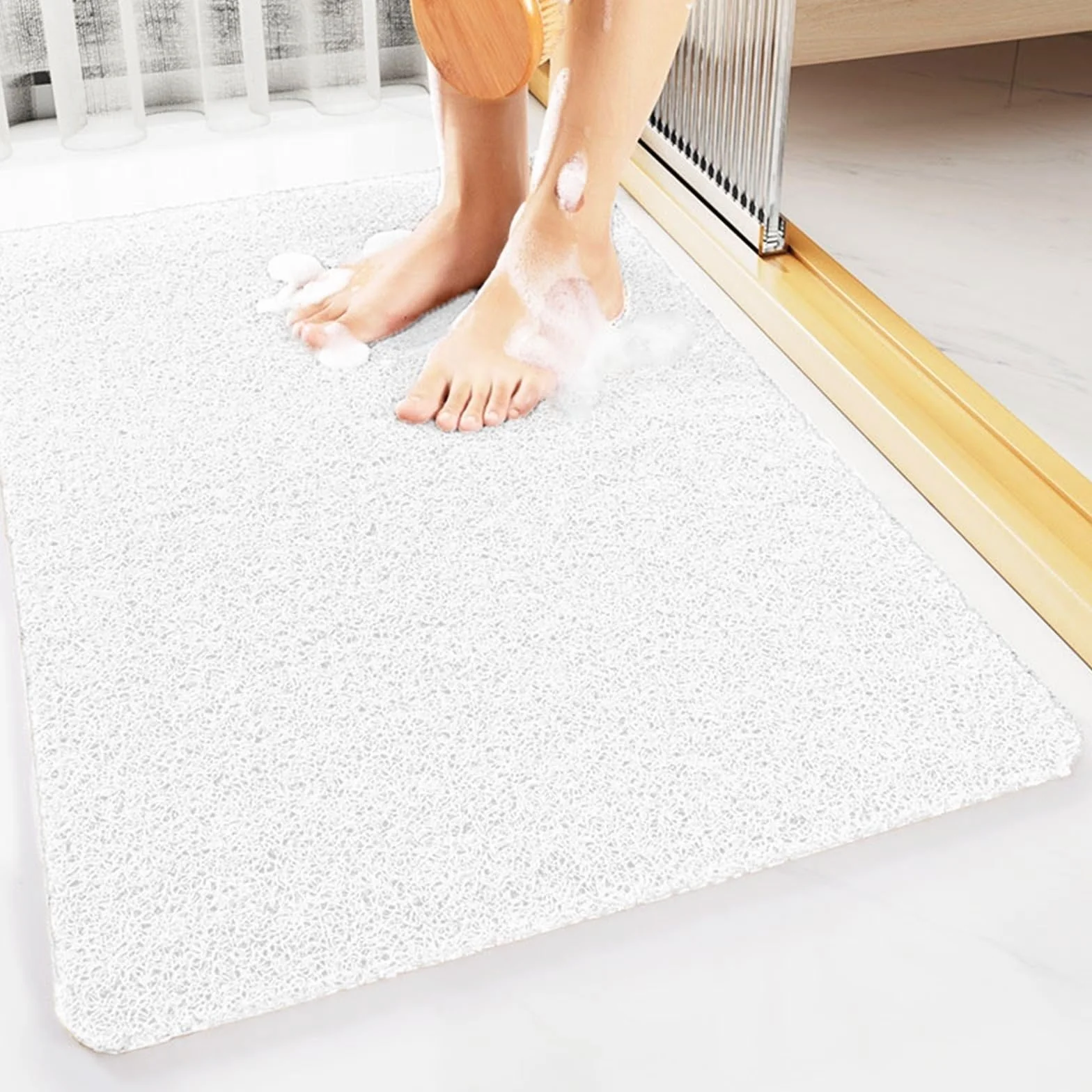 Bezpieczna mata pod prysznic, antypoślizgowe maty prysznicowe do wewnątrz, bezpieczne maty łazienkowe dla seniorów (rozmiar: 60 x 110 cm, kolor: biały)
