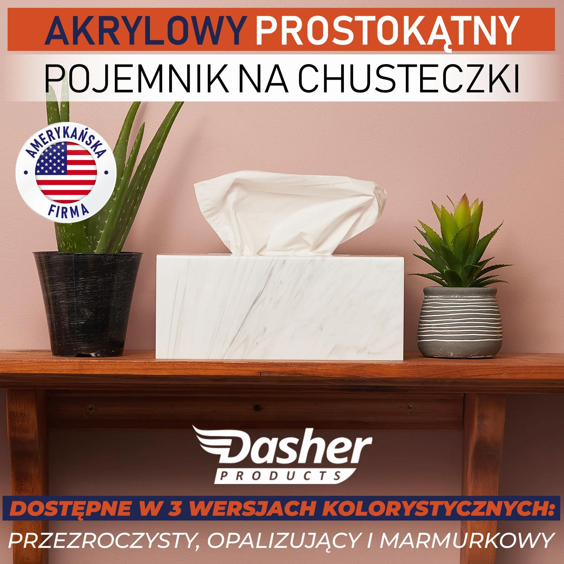 Akrylowy Dozownik Na Chusteczki Prostokątny Marmur
