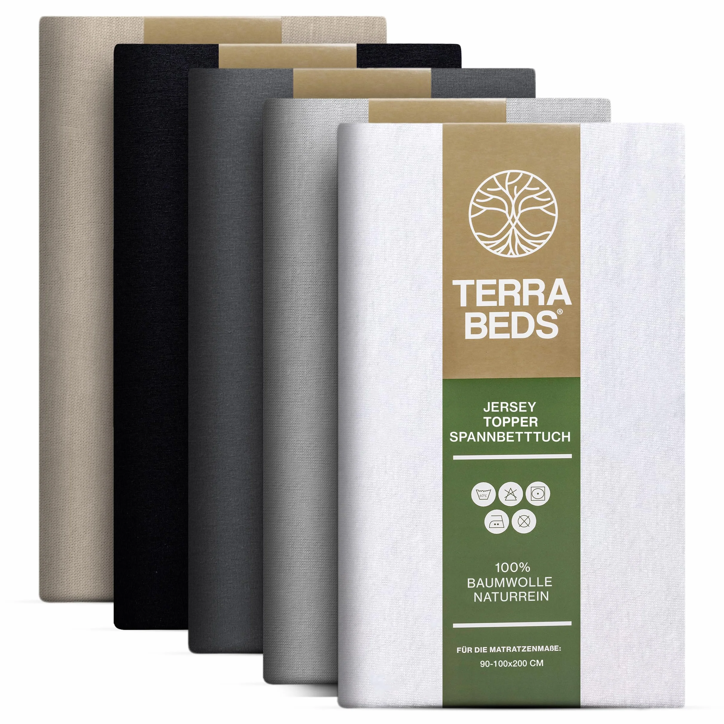 Terra Beds Prześcieradło z Gumką 90x200 cm 100x200 cm 160 g/m2 Oeko-TEX Dżersej