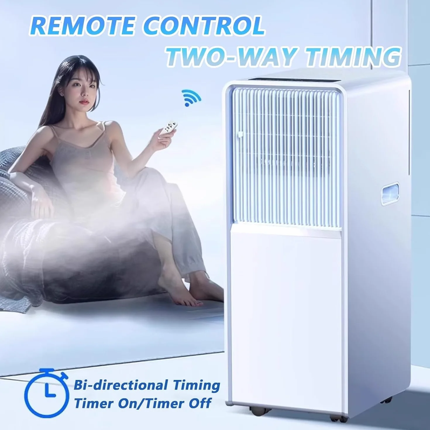 Przenośny wentylator Cools 350 Sq Ft Osuszacz wentylatora Remote 24H Timer Window Kit Sypialnia Biuro Ciche wydajne oszczędzanie energii