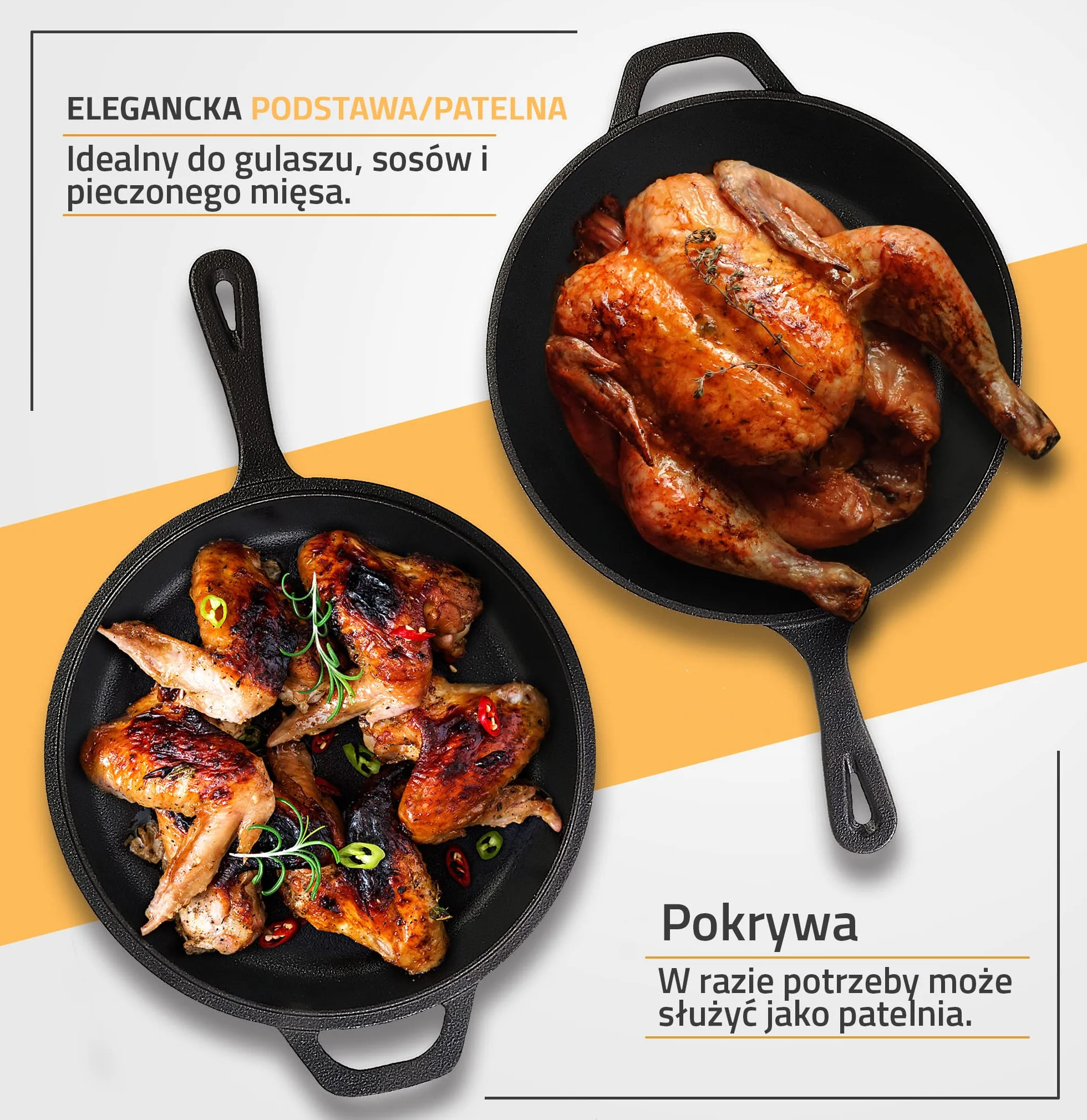 KICHLY Wstępnie solony holenderski kocioł do piekarnika - Dwufunkcyjne patelnie grillowe - bezpieczna żeliwna kuchenka kombinowana do kuchenki, kempingu, wewnątrz i na zewnątrz - zestaw do gotowania 3L/3.2 Quart (2 w 1)