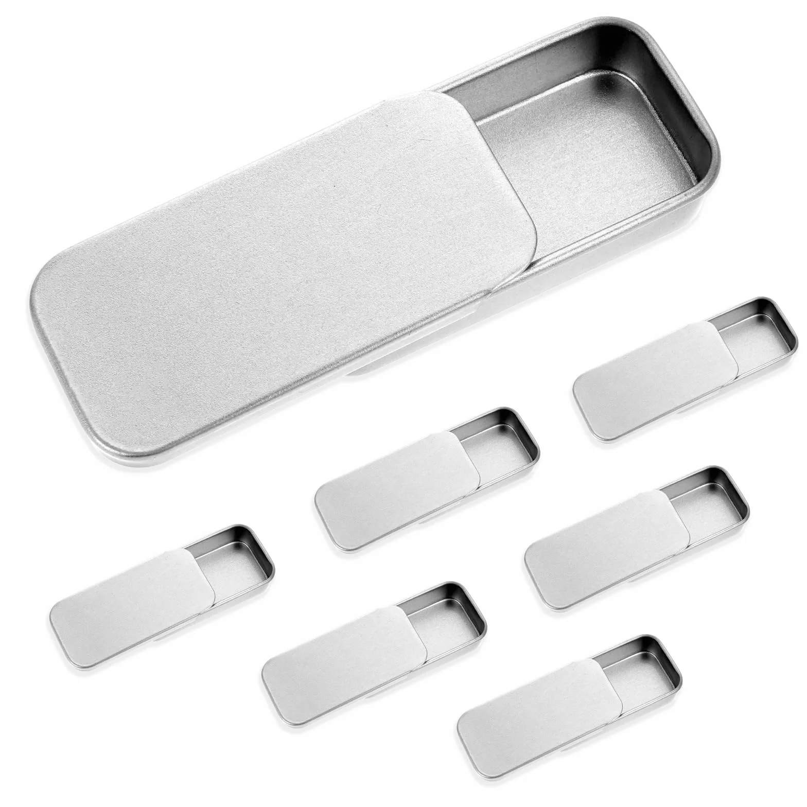 Prasacco - 6 sztuk małych metalowych puszek z przesuwaną pokrywką, stylowe, minimalistyczne, małe puszki, małe pudełko, na małe przedmioty, słodycze, biżuterię, tabletki (5 x 2,5 x 1 cm)