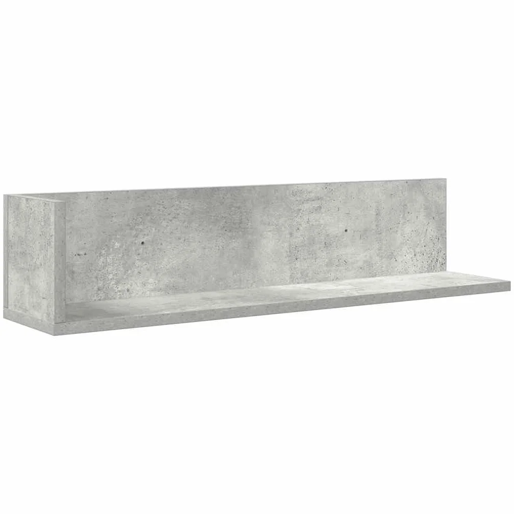 Regały ścienne, 2 szt. szary beton, 75 x 16,5 x 16,5 cm, materiał drewnopochodny, półki wiszące w kształcie litery L, uniwersalny montaż ścienny do salonu, sypialni, wytrzymałe i trwałe