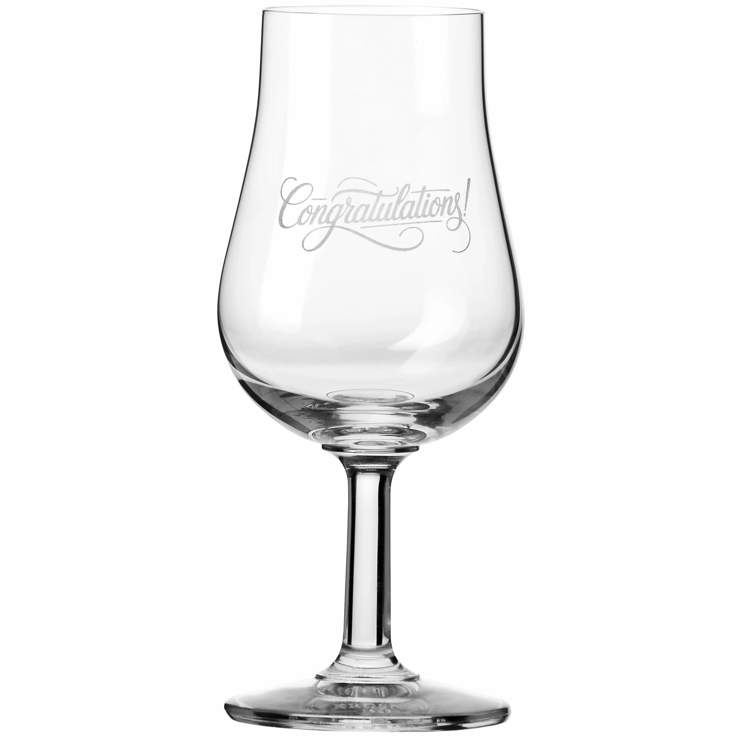 KROSNO Kieliszek z napisem „Congratulations”, „Gratulacje” do Whisky, Brandy i Likierów 110 ml,1 szt – Eleganckie szkło kryształowe bez ołowiu – Prezent, kieliszek dekoracyjny