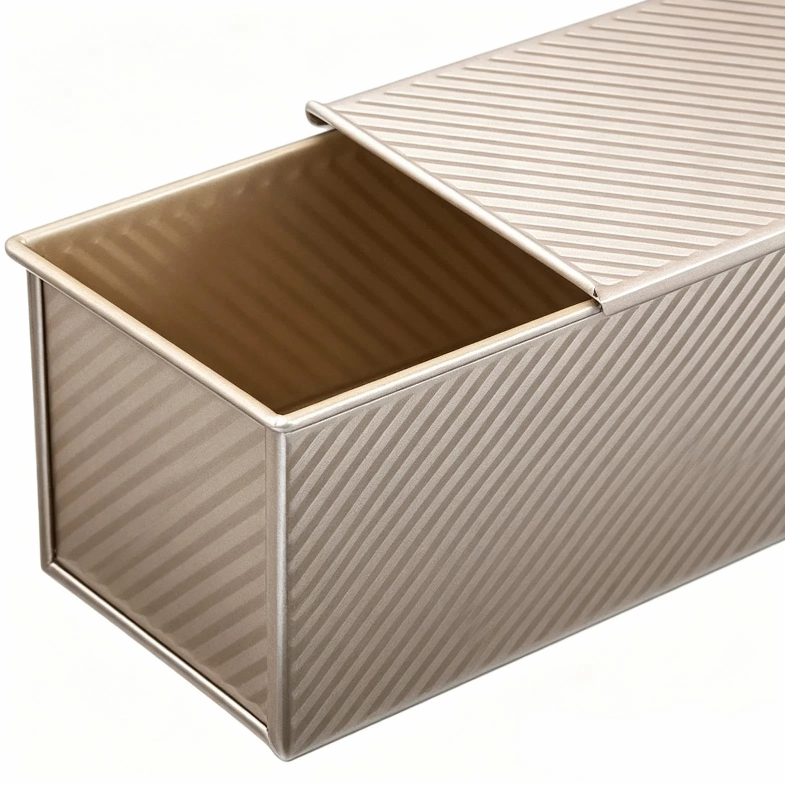 Corrugated Bread Pan with Cover, Carbon Steel Non-Stick Loaf Tin, Professional Sandwich Baking Pan, Heavy Duty Loaf Maker, Kitchen Baking Use