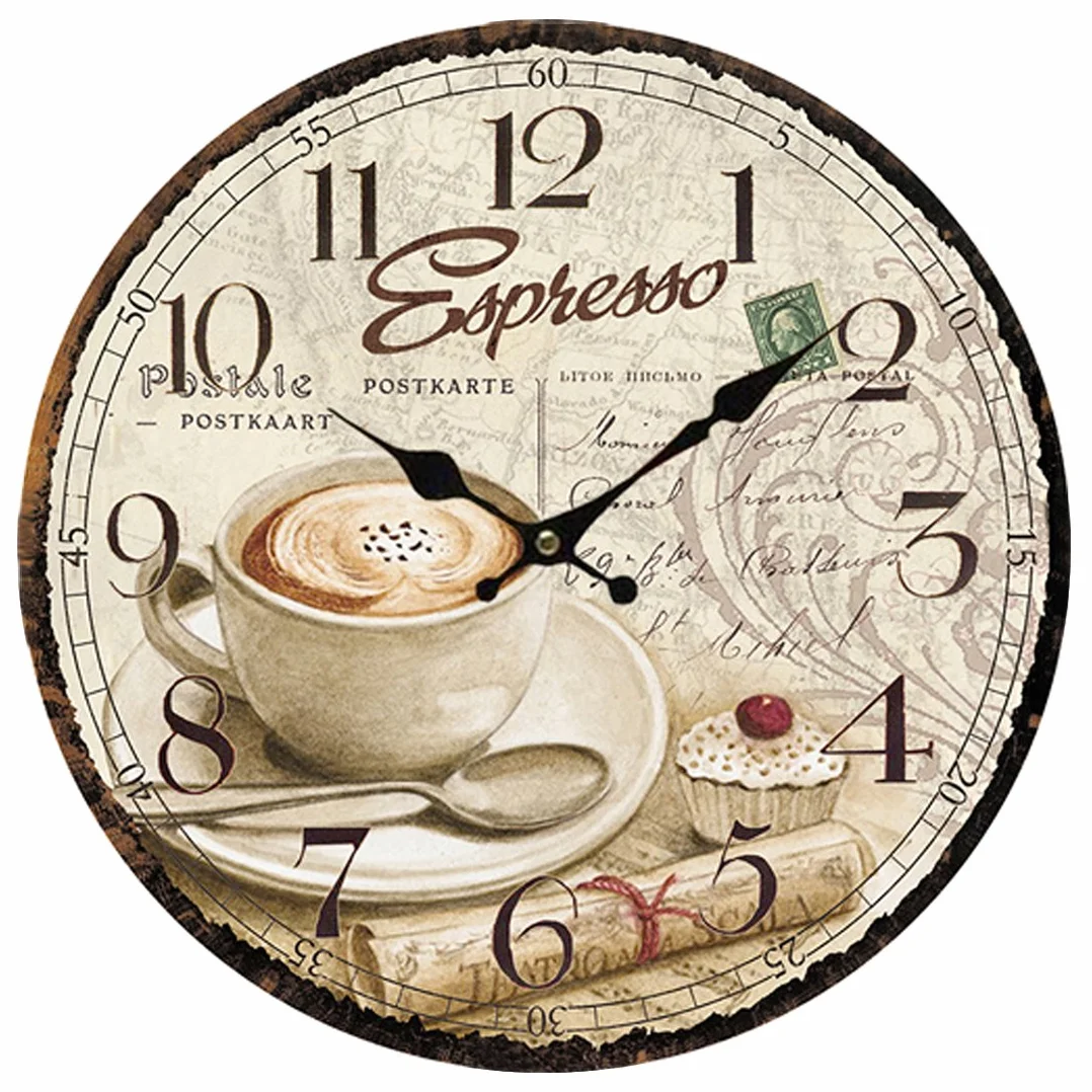 GANADA Zegar ścienny w stylu vintage, 12 cali, cichy drewniany zegar ścienny, do salonu, kuchni, biura i sypialni, kawiarnia