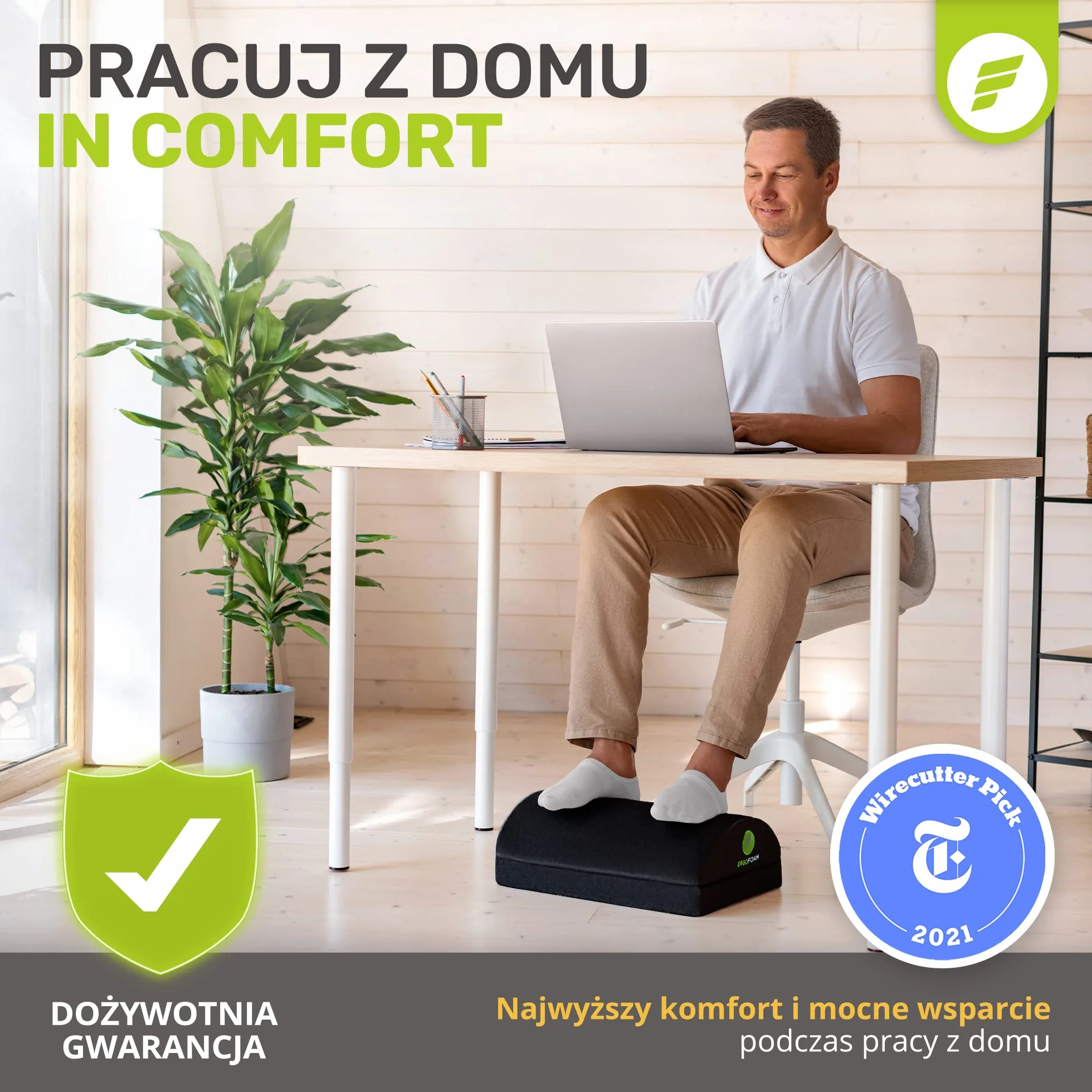 ErgoFoam Regulowany podnóżek pod biurkiem dla dodanej wysokości - duży wysokiej jakości aksamitny miękki piankowy podnóżek na biurko - najwygodniejszy podnóżek na biurku na świecie dla pleców, lędźwiu, bólu kolan (czarny)