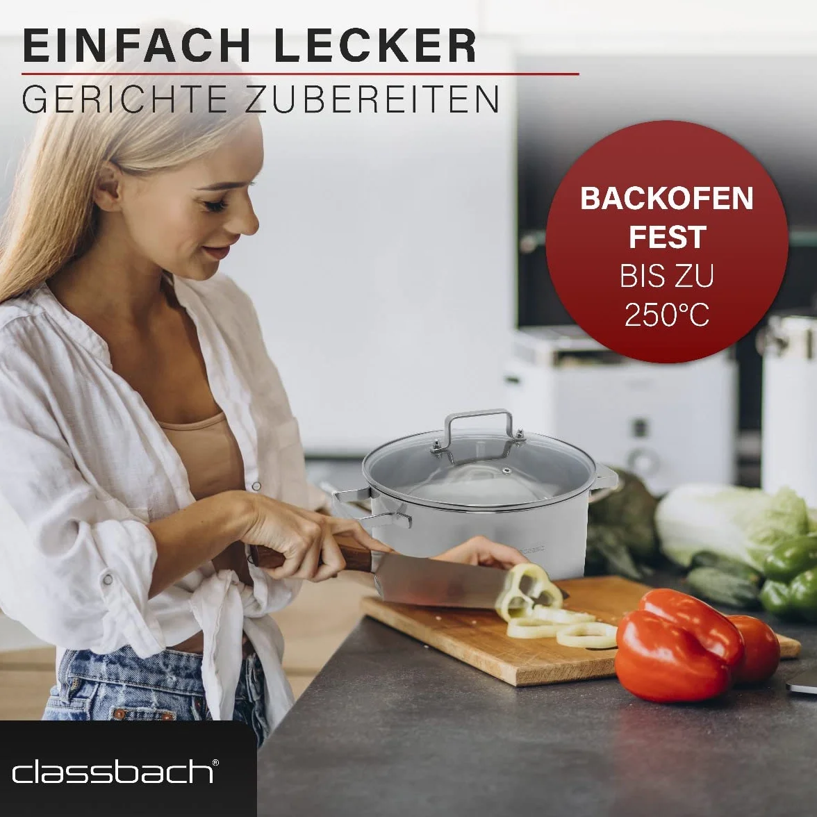 C-KTS 4017 8-częściowy zestaw garnków ze stali nierdzewnej do wszystkich rodzajów kuchenek (indukcyjnych, gazowych, ceramicznych, elektrycznych), nadaje się do mycia w zmywarce