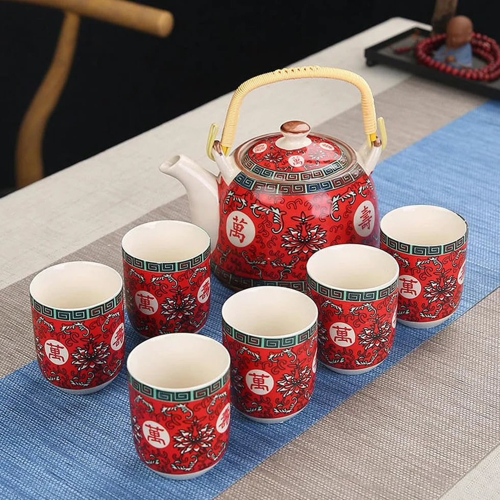 1 garnek 6 filiżanek kreatywny ceramiczny zestaw do herbaty ręcznie robiony czajniczek kubek chińska porcelana prezent GungFu kwiatowa herbata biuro podróż herbata