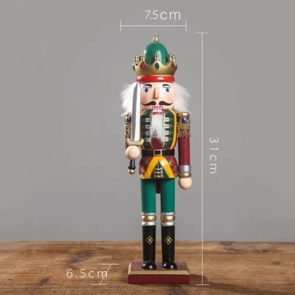 KAHEIGN Drewniany dziadek do orzechów, 2 style, 30 cm, świąteczne tradycyjne figurki dziadka do orzechów, wysokiej jakości, malowane drewno sosnowe, żołnierz do domu, kominka, dekoracja na imprezę