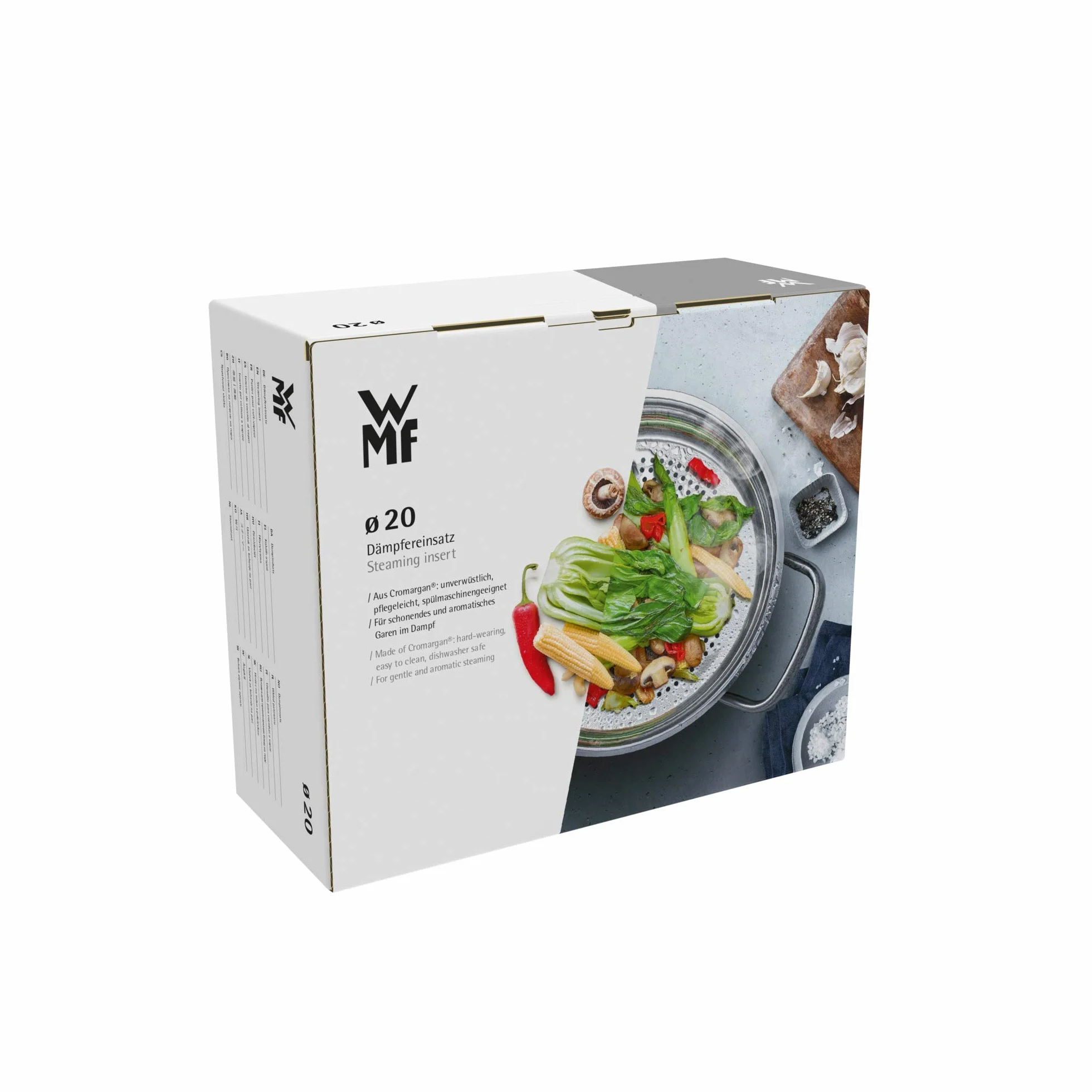 WMF Compact Cuisine parowar do warzyw/ziemniaków 20 cm, wkład parowy do garnków, wkładka na parze ze stali szlachetnej Cromargan, nadaje się do mycia w zmywarce
