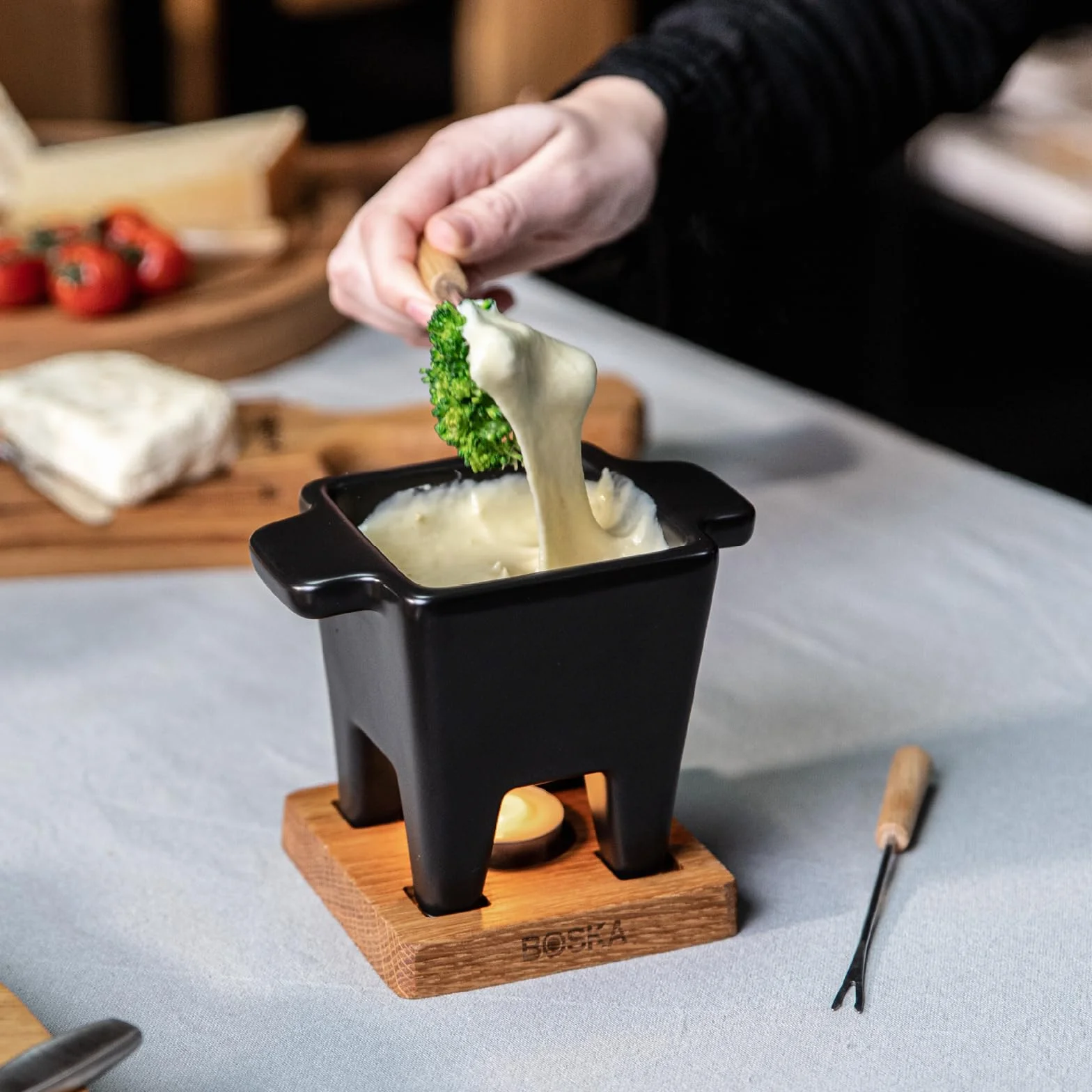 Boska Tapas Nero Zestaw do fondue – do 200 ml fondue serowego – 300 ml