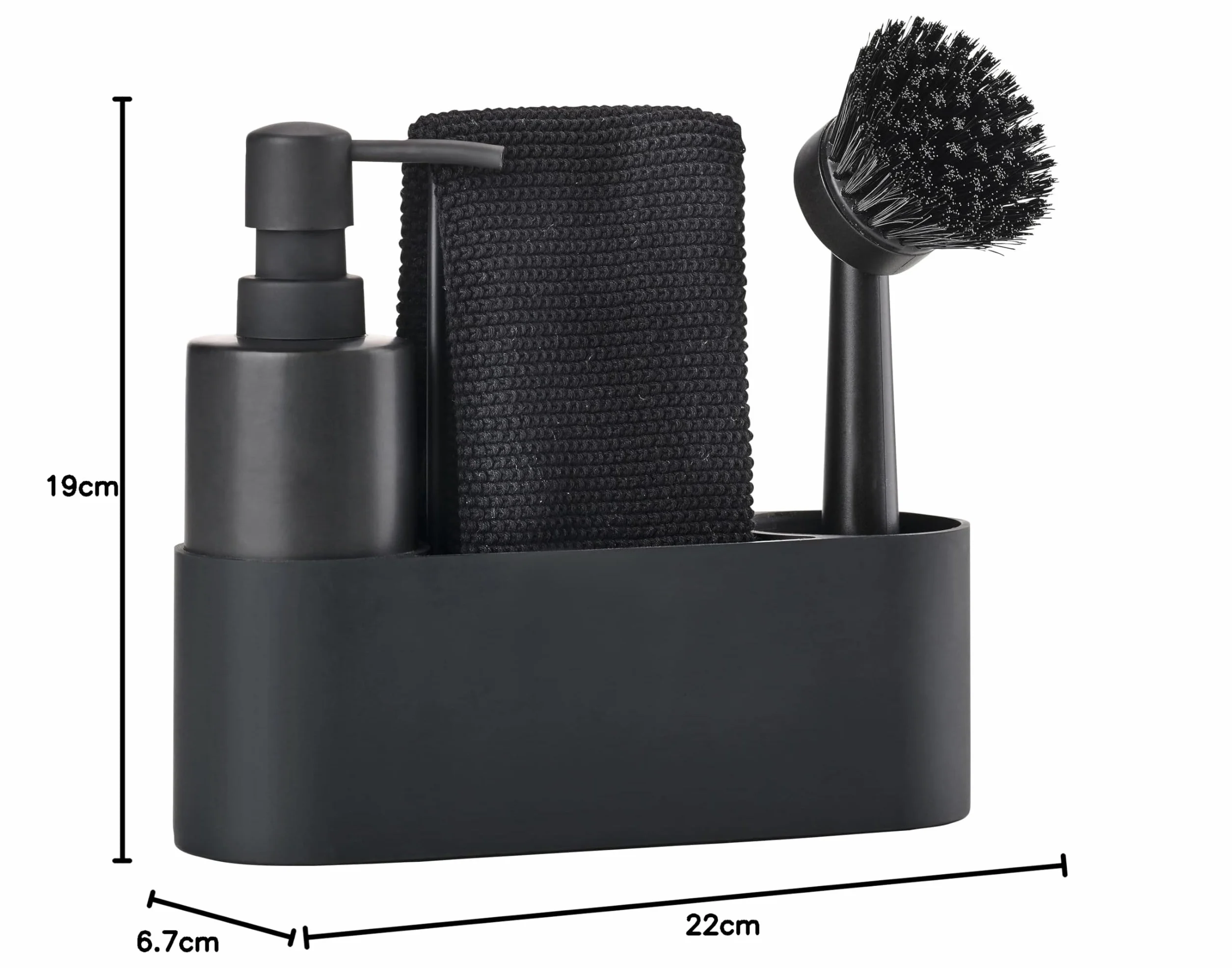 Zone Denmark Singles Zestaw do zmywania naczyń 22 x 6,7 x 19 cm 4 części Black