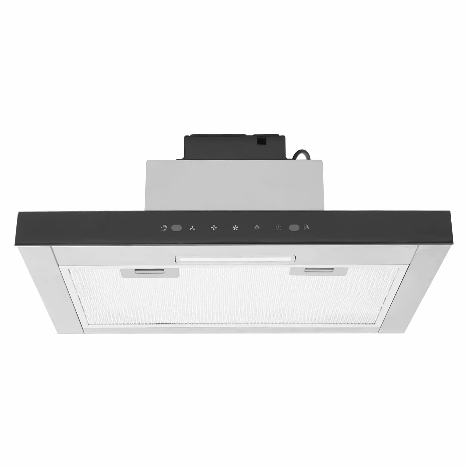 Okap kuchenny 60 cm, wyciągowy, podszafkowy okap ścienny, sterowanie dotykowe i gesty, 3 poziomy mocy, oświetlenie LED, cichy < 55 dB, stal nierdzewna i szkło
