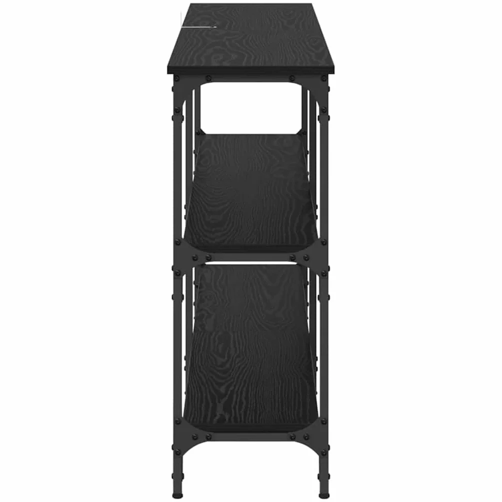 vidaXL Konsola Czarny Dąb 150 x 29 x 75 cm Drewno inżynieryjne i metal